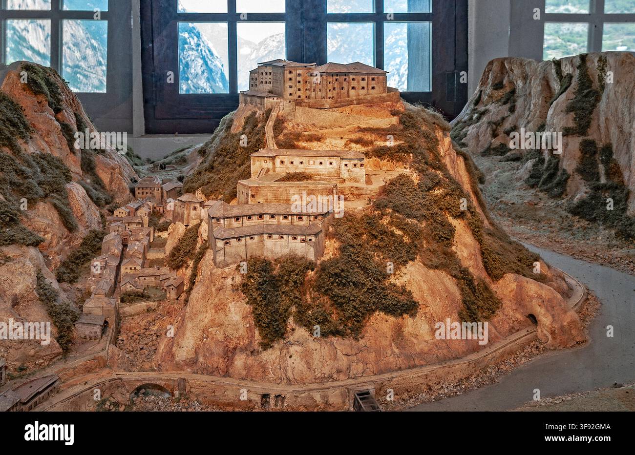 Italia Valle D'Aosta Bard il Fort - ora Museo -in plastica raffigurante il fort, dal XIX secolo Foto Stock
