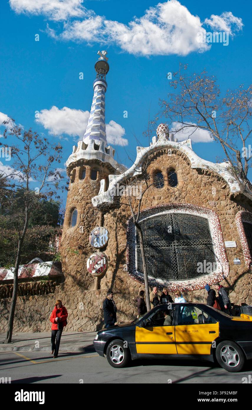 Spagna Barcellona Parco Güell Gaudí, padiglione Foto Stock