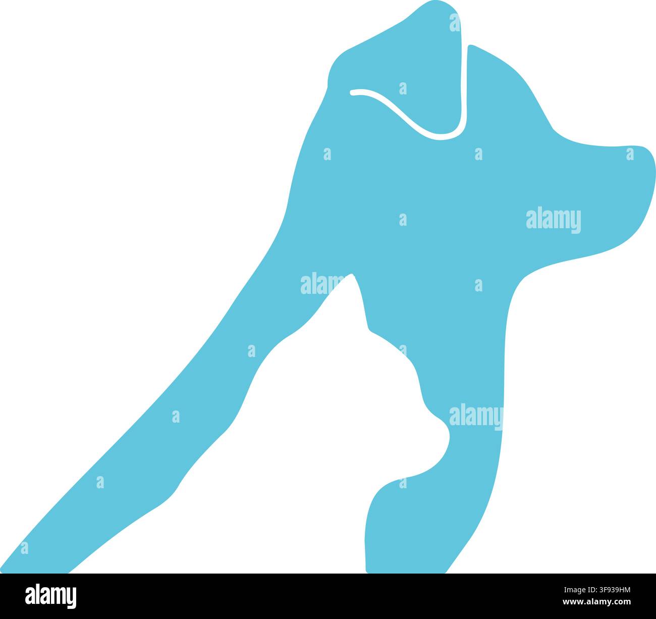 Silhouetti semplici e adorabili di un cane e di un gatto di profilo Illustrazione Vettoriale