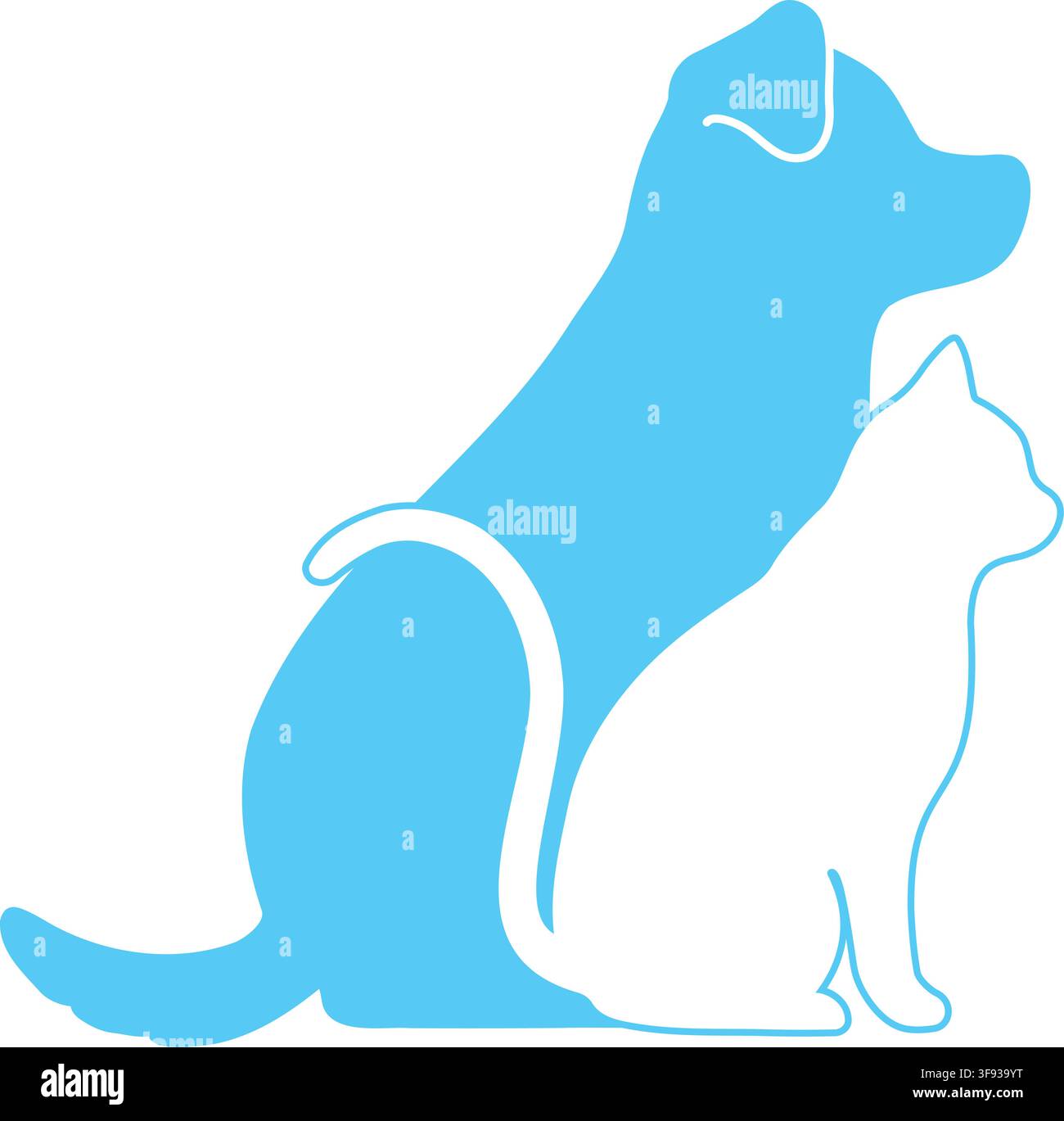 Semplice e adorabile sagoma di un cane e di un gatto di profilo Illustrazione Vettoriale