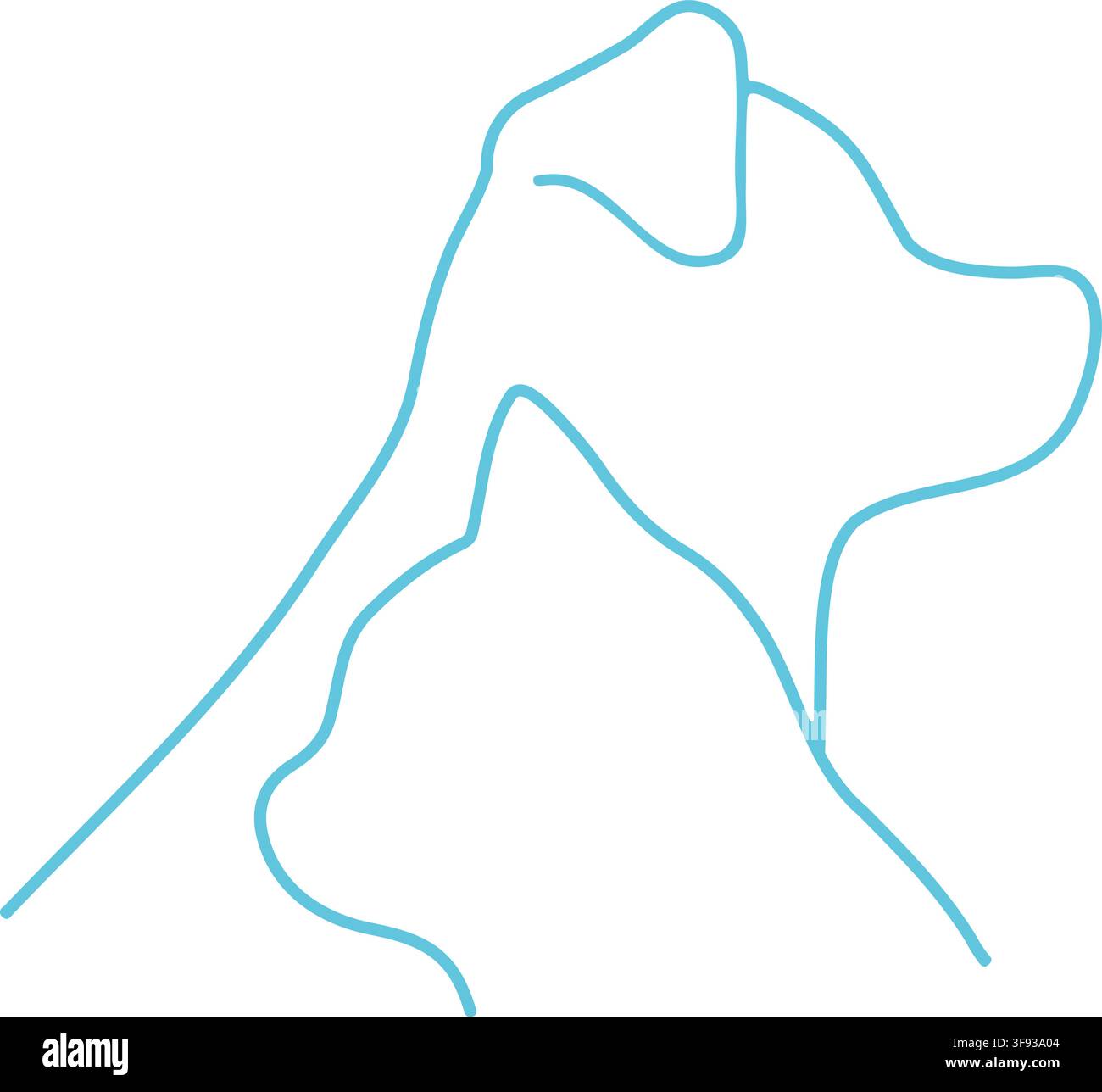Silhouette semplici e adorabili di un cane e di un gatto di profilo logo misto Illustrazione Vettoriale