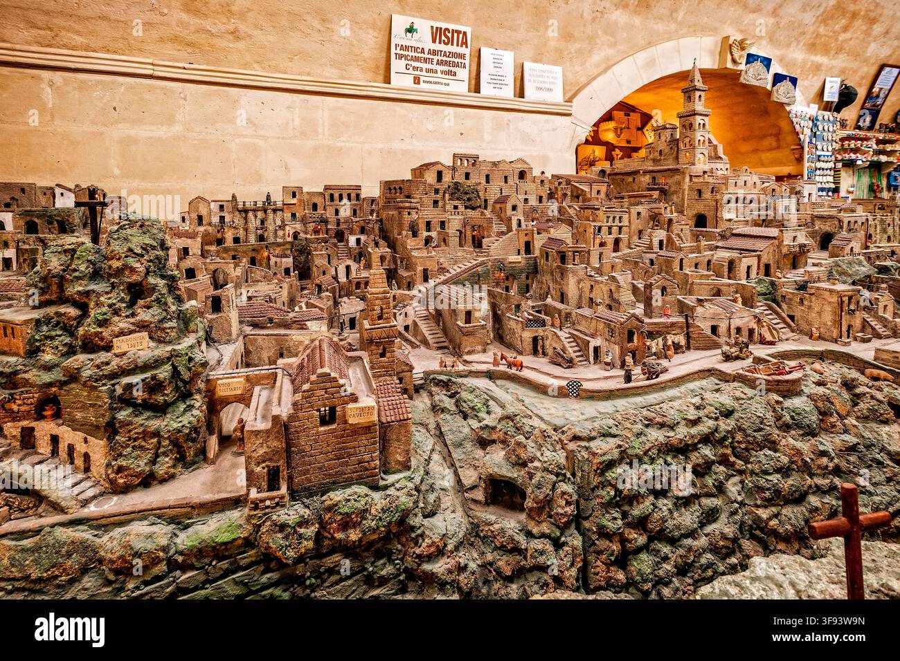 Italia Basilicata Matera Sasso Barisano - Plastica Rappresentante i Sassi di Matera dell'artigiano Eustachio Rizzi Foto Stock