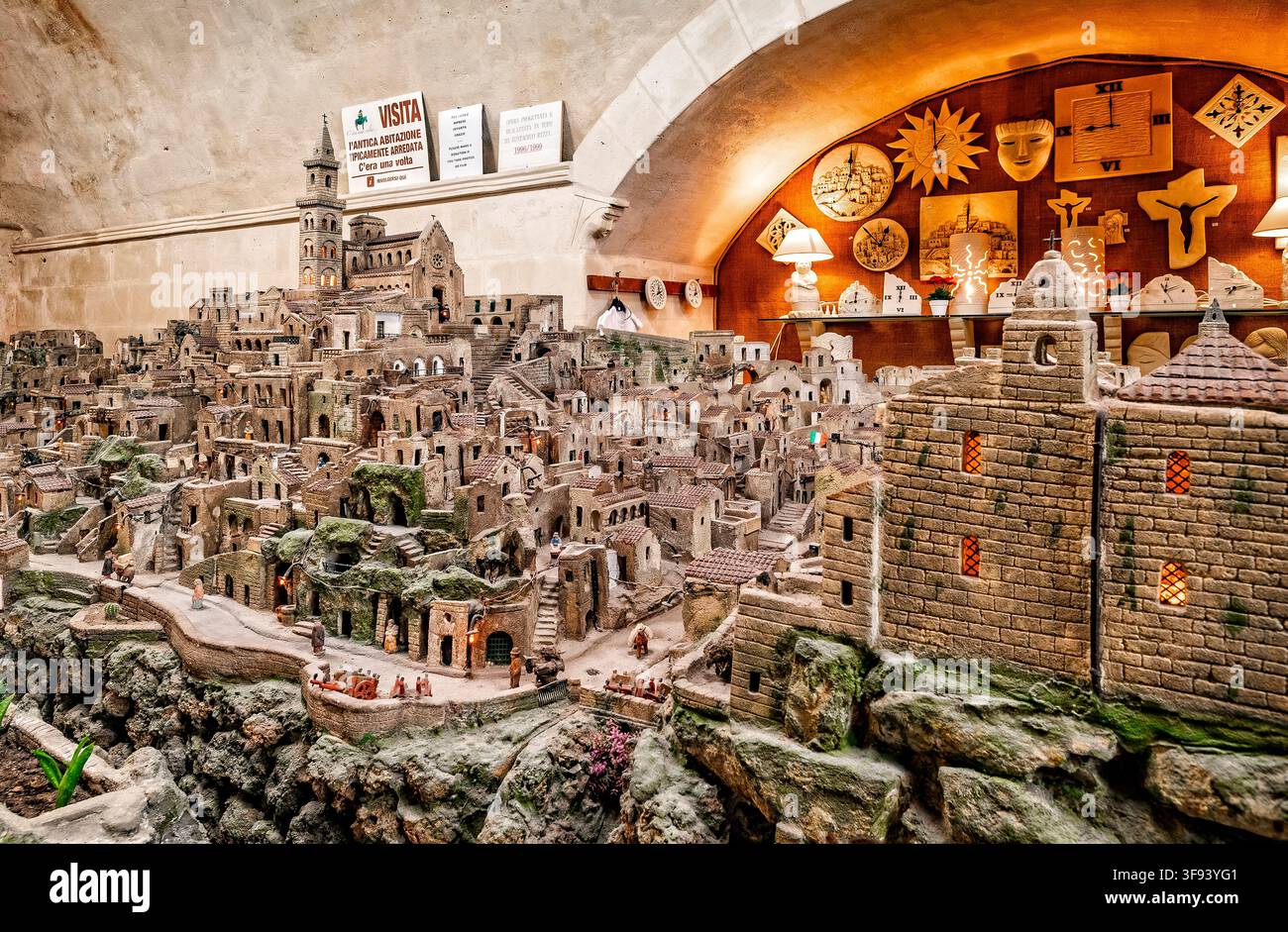 Italia Basilicata Matera Sasso Barisano - Plastica Rappresentante i Sassi di Matera dell'artigiano Eustachio Rizzi Foto Stock