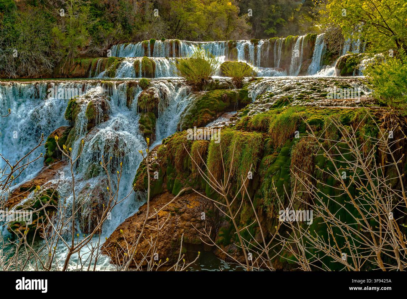 Dalmazia Croazia Parco nazionale di Krka - Skradin- Skradinski Buk - cascata Foto Stock