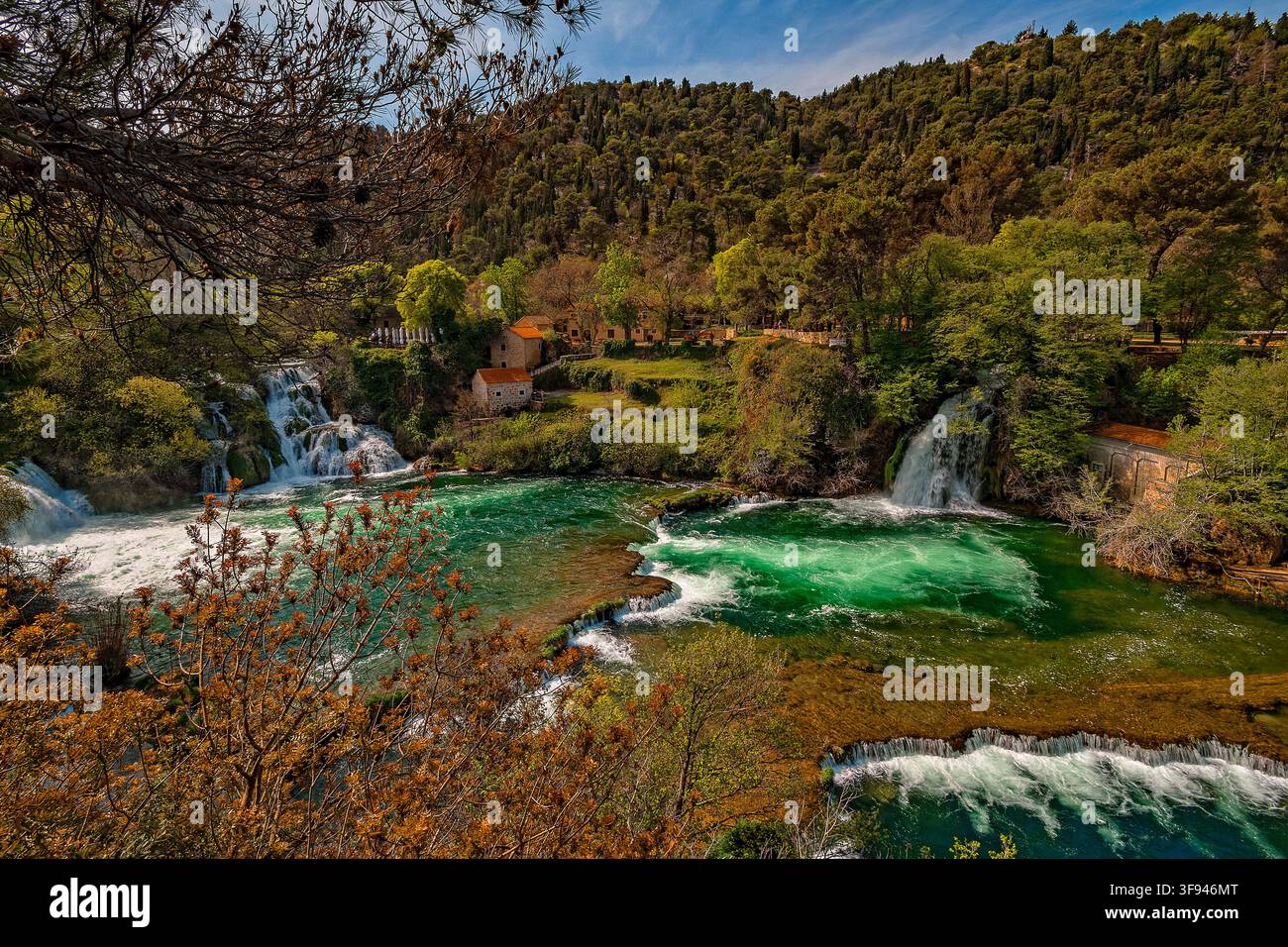 Dalmazia Croazia Parco nazionale di Krka - Skradin- Skradinski Buk - La cascata Foto Stock