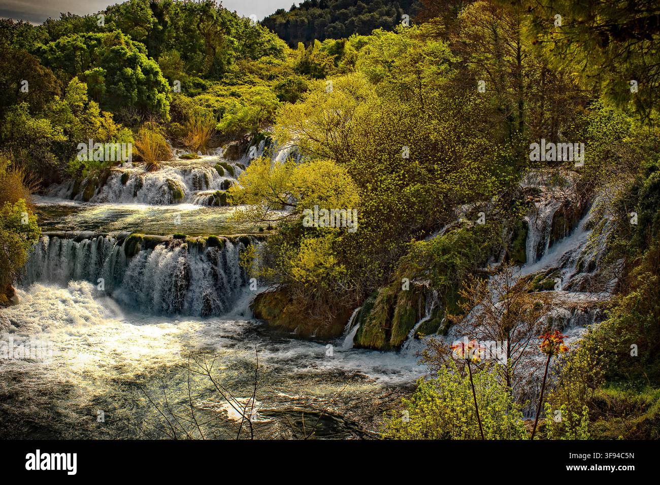 Dalmazia Croazia Parco nazionale di Krka - Skradin- Skradinski Buk waterfall Foto Stock