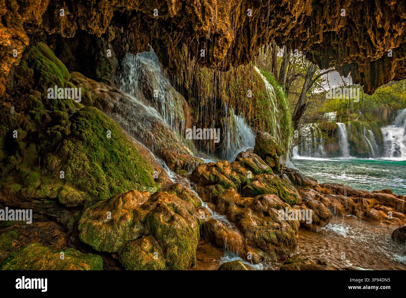 Dalmazia Croazia Parco nazionale di Krka - Skradin- Skradinski Buk - cascata Foto Stock