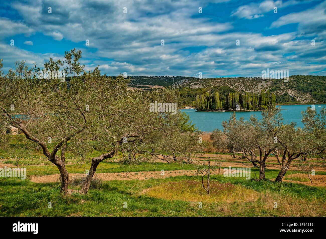 Dalmazia Croazia Parco nazionale di Krka - lago di Visovac e isola Foto Stock