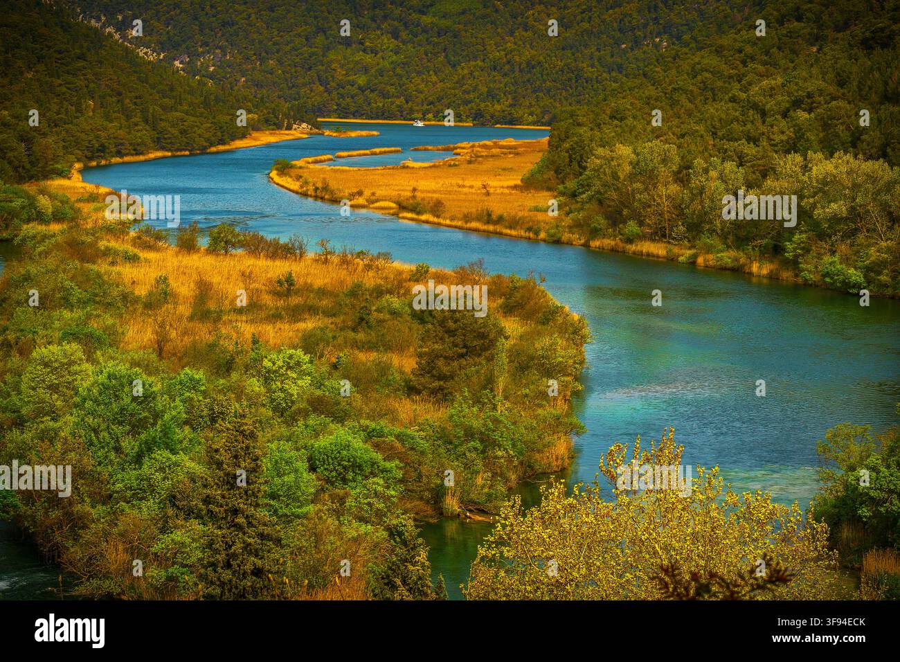 Dalmazia Croazia Parco nazionale di Krka - Skradin- fiume Krka Foto Stock