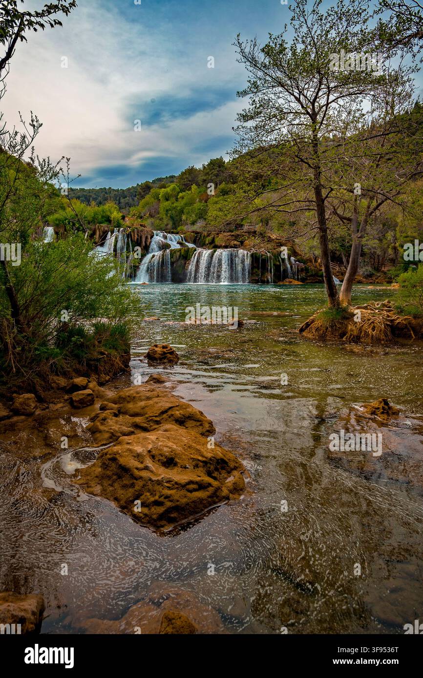 Dalmazia Croazia Parco nazionale di Krka - Skradin- Skradinski Buk - cascata Foto Stock