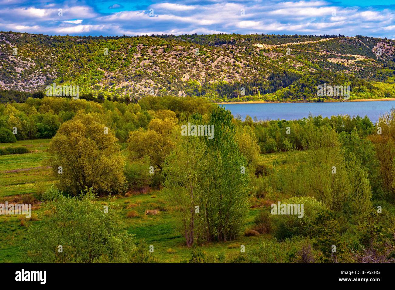 Dalmazia Croazia Parco nazionale di Krka - Paesaggio vicino lago di Visovac Foto Stock
