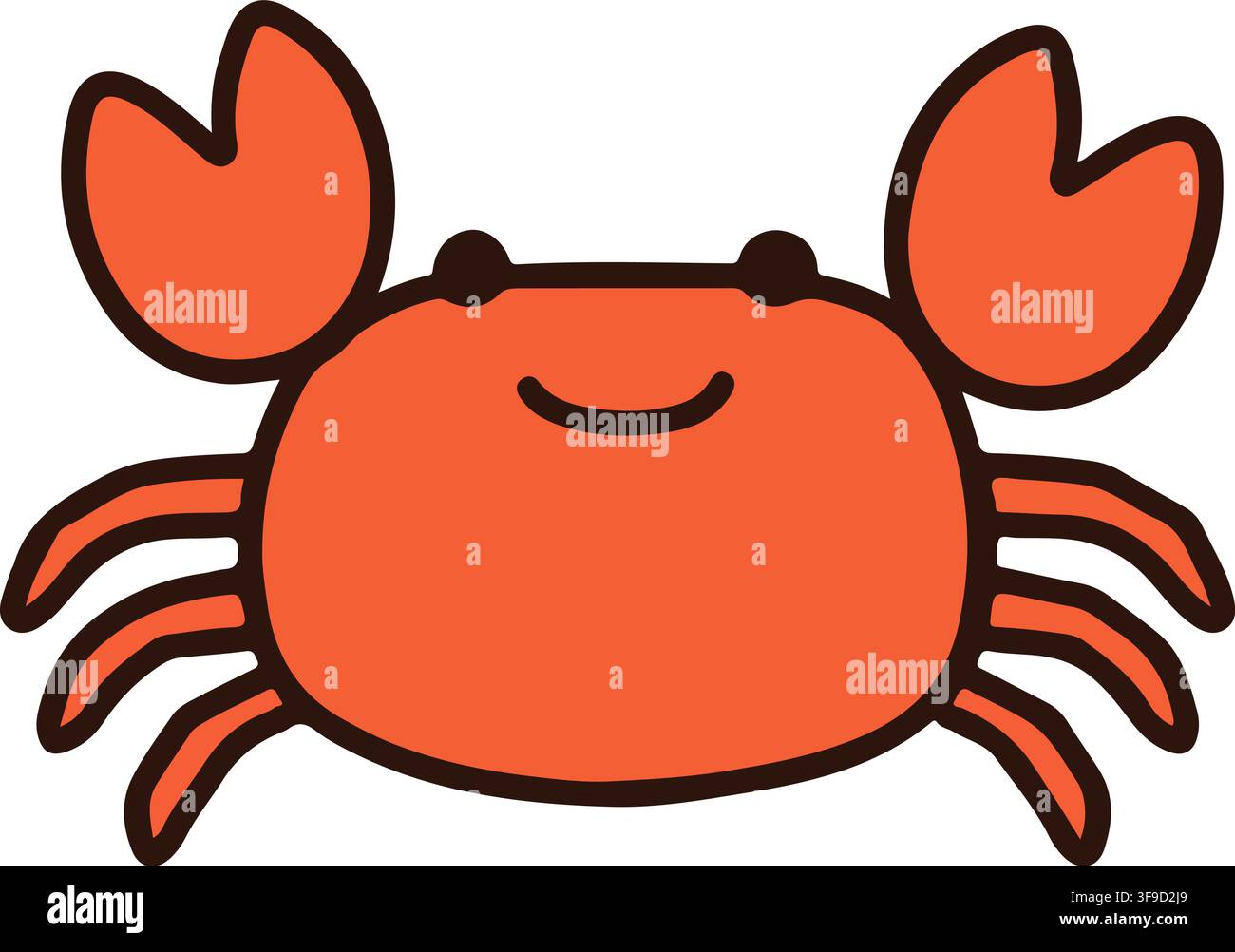 Granchio arancione semplice e carino con contorni Illustrazione Vettoriale