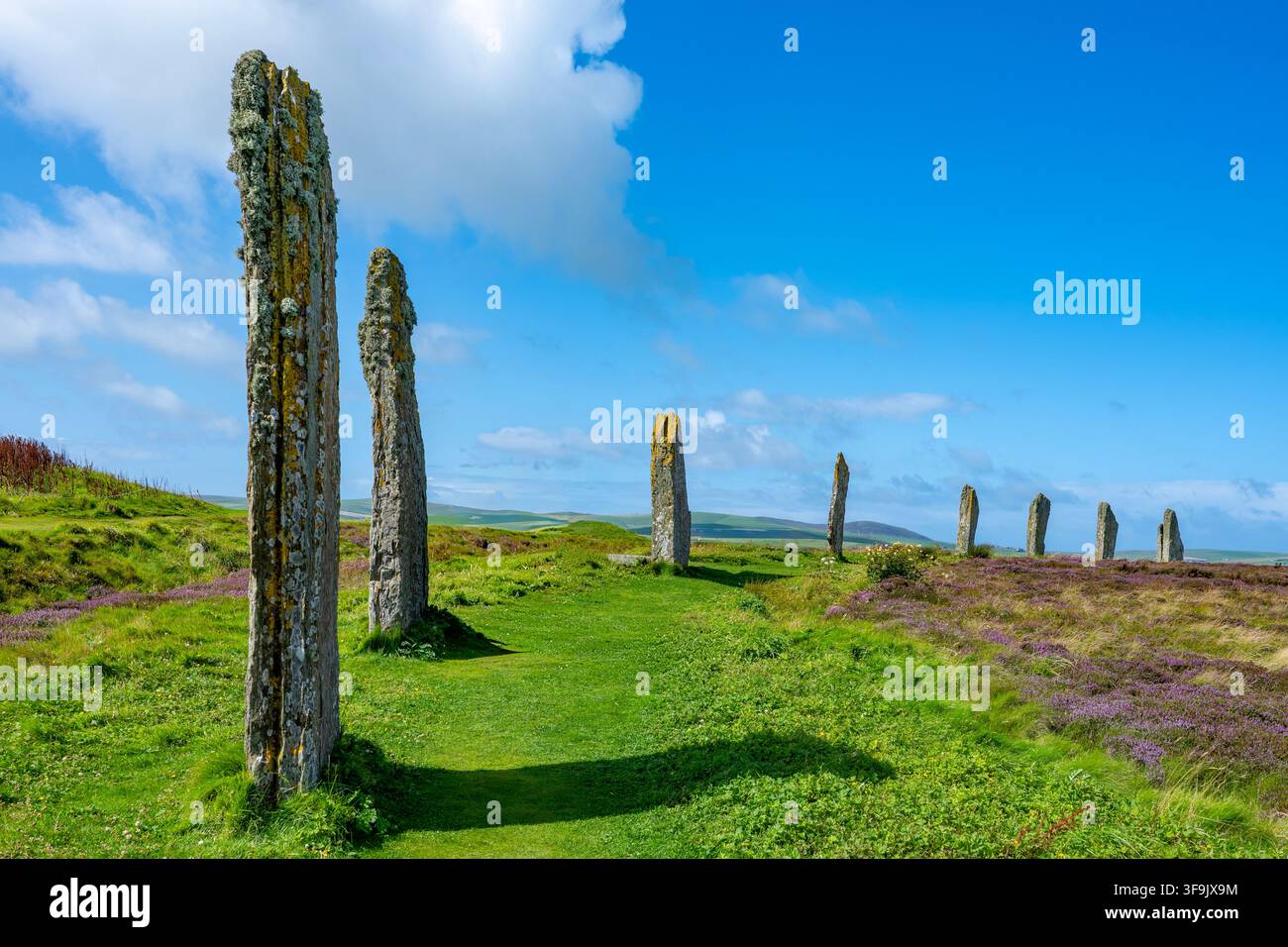 Cerchio di pietre di Brodgar, Stromness, Mainland, Orcadi, Scozia Foto Stock