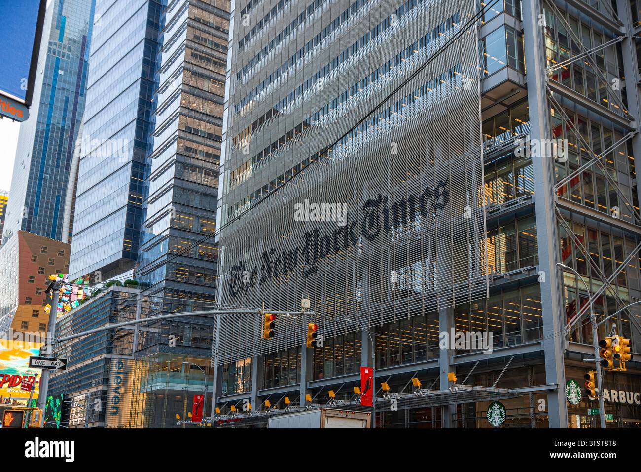 Fuori dal palazzo del New York Times Foto Stock