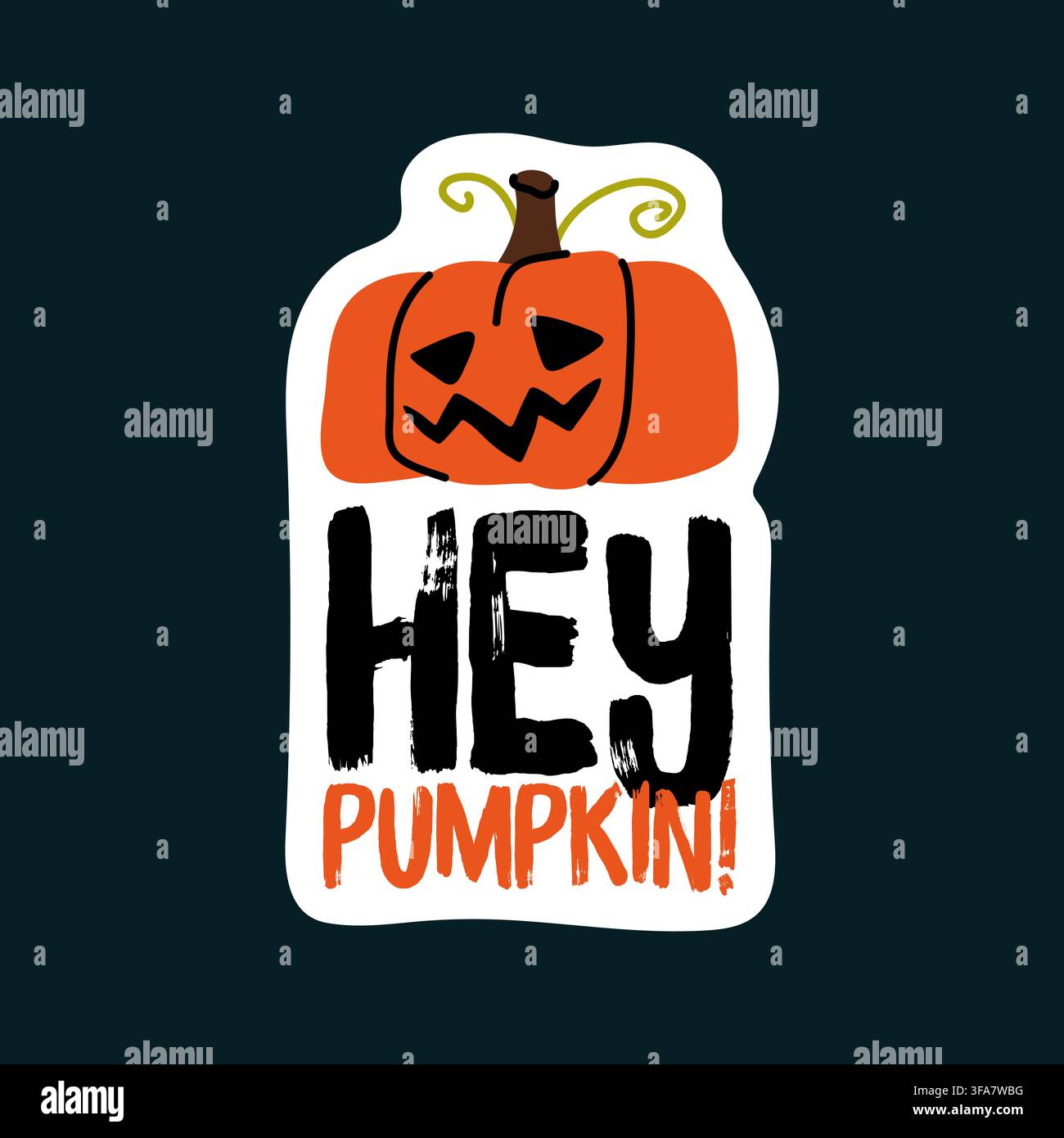 Adesivo vettoriale doodle zucca Jack-o'-lantern carina per il branding di Halloween Illustrazione Vettoriale