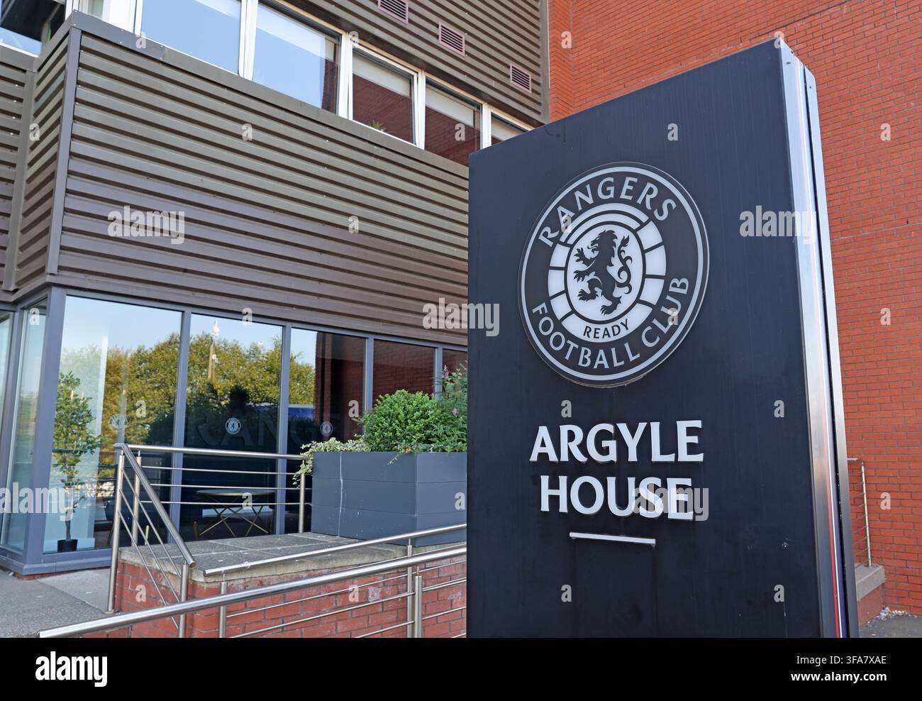Uffici Argyle House del Rangers FC accanto allo stadio Ibrox, Glasgow Foto Stock
