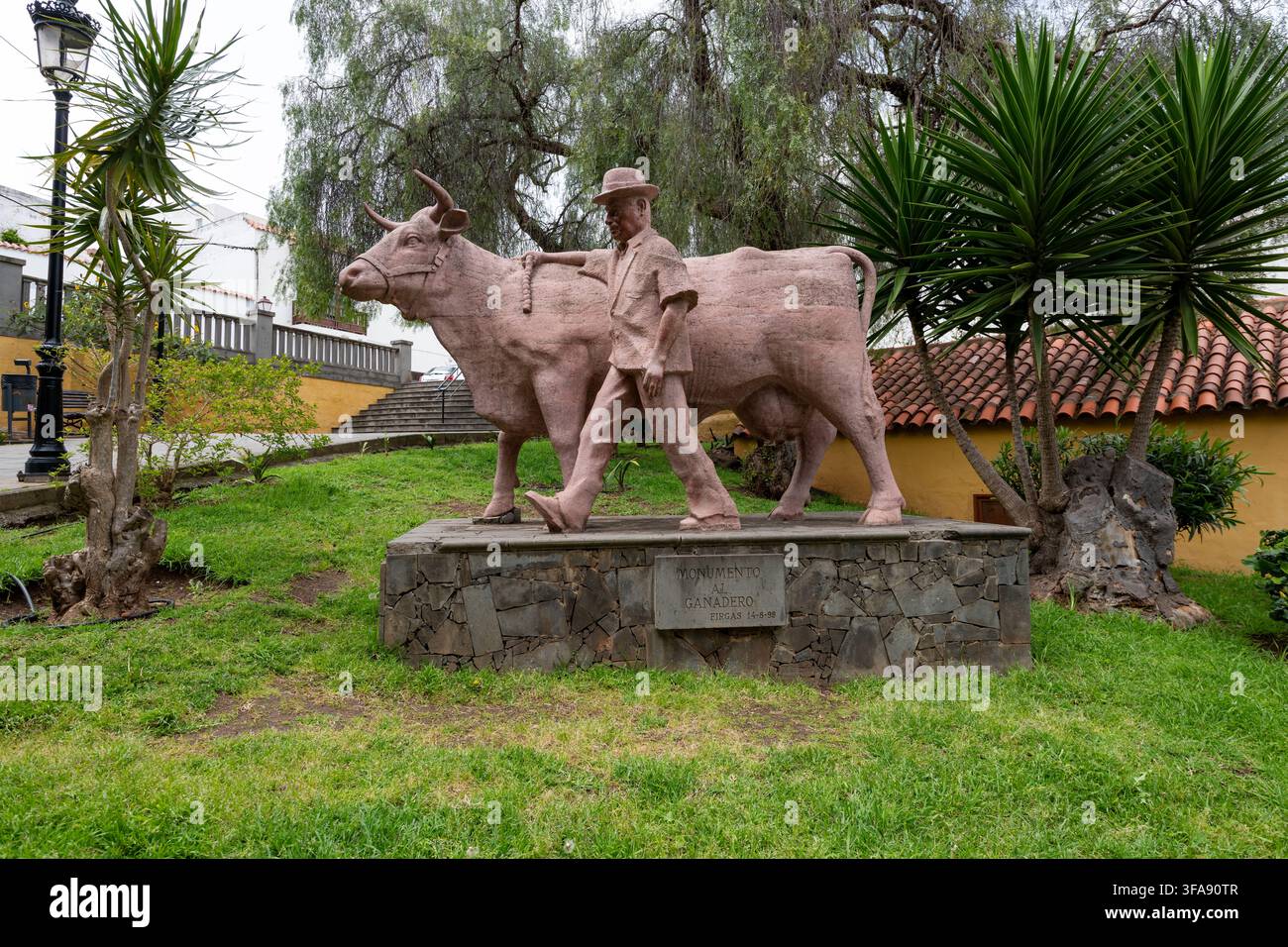Foto del monumento della scultura del bestiame a Firgas a gran Canaria Foto Stock