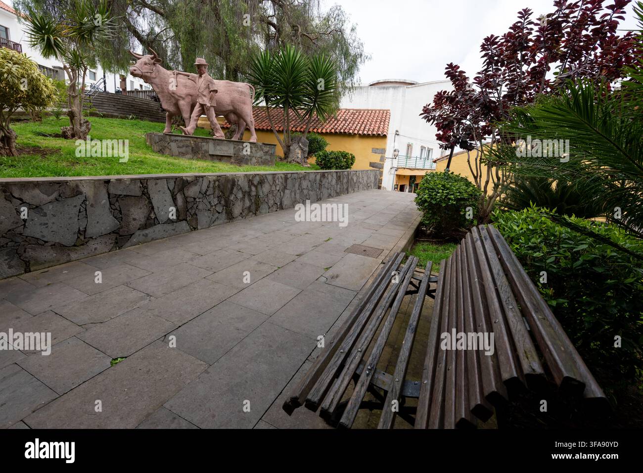 Foto del monumento della scultura del bestiame a Firgas a gran Canaria Foto Stock