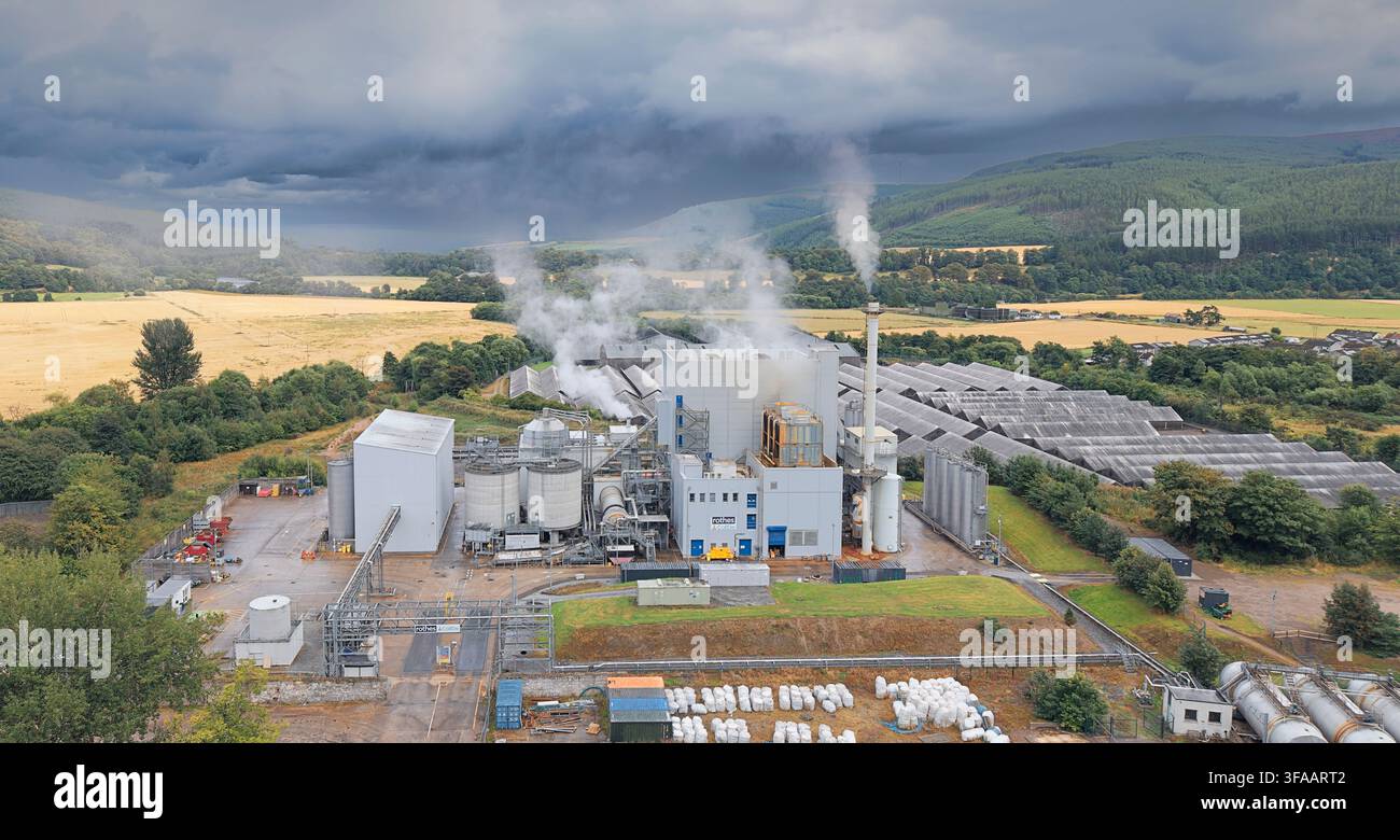 Rothes CoRDe Speyside Scozia la centrale di cogenerazione alimentata a biomasse che utilizza i vinaccioli umidi delle distillerie di whisky locali Foto Stock