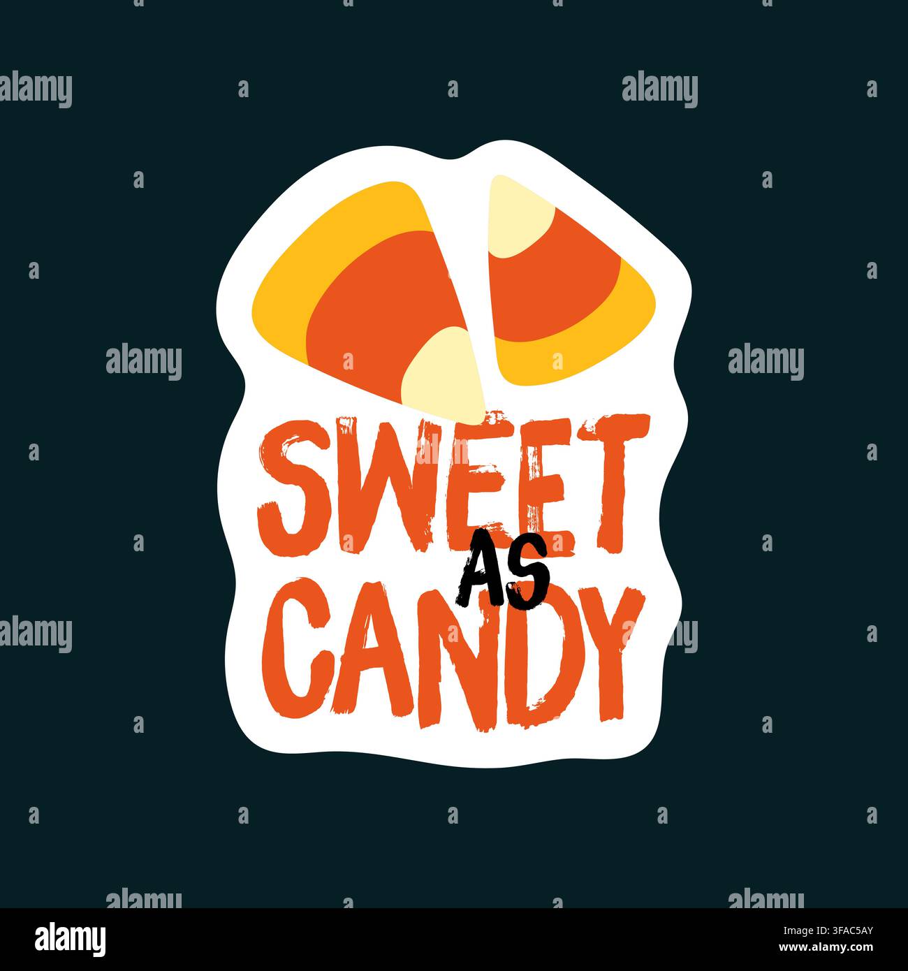 Adesivo vettoriale doodle di dolcetti a forma di mais per il design di confezioni di Halloween Illustrazione Vettoriale