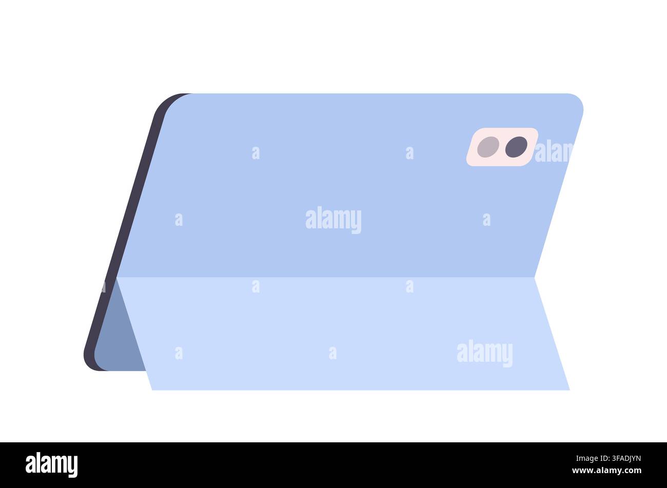 Icona di tablet con custodia protettiva azzurra isolata su sfondo bianco. Simbolo di dispositivo stilizzato che rappresenta la tecnologia portatile e l'apprendimento digitale Foto Stock