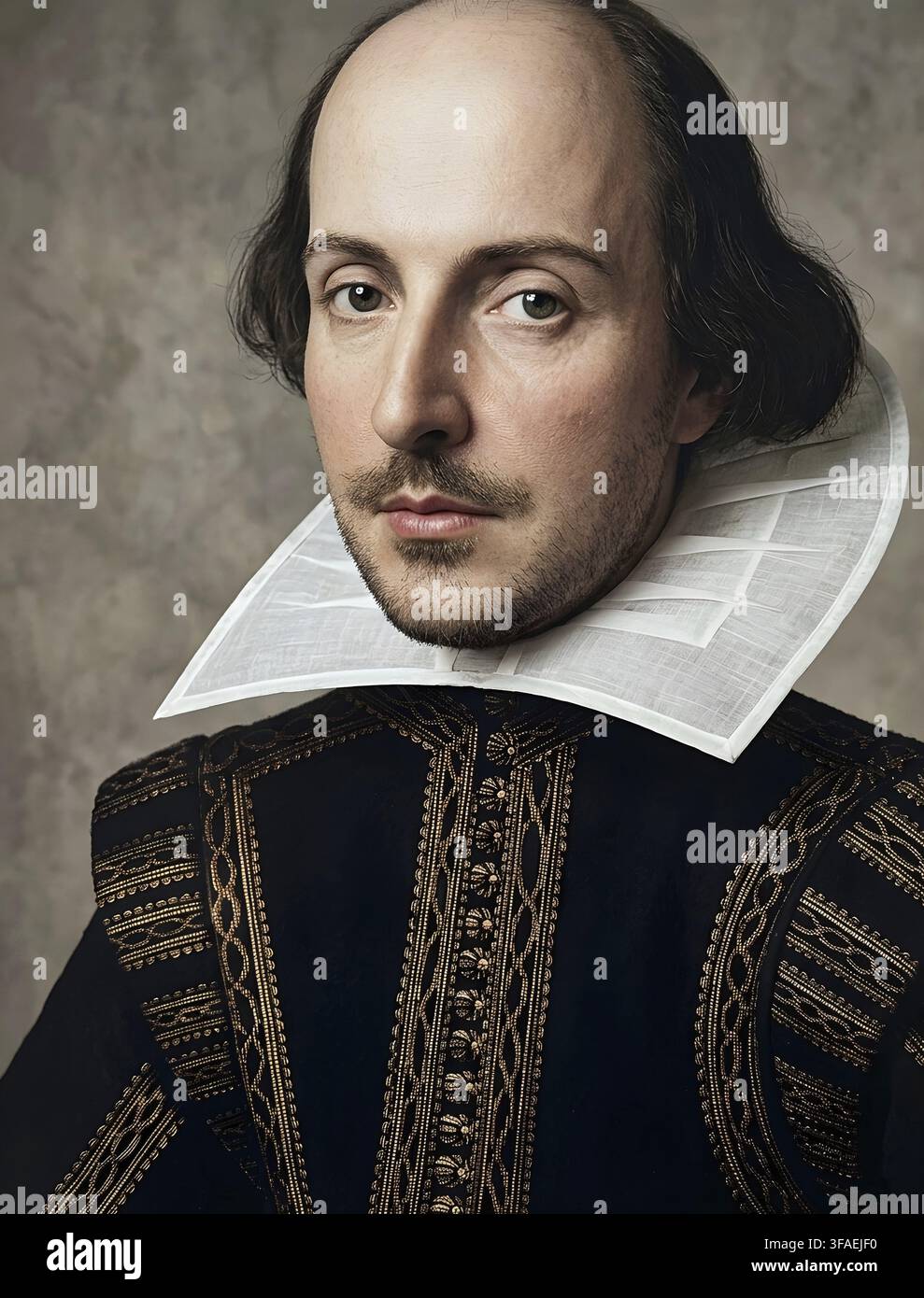 Ritratto di William Shakespeare, poeta inglese, imprenditore teatrale e attore, figura storica, illustrazione storica, modificato digitalmente Foto Stock