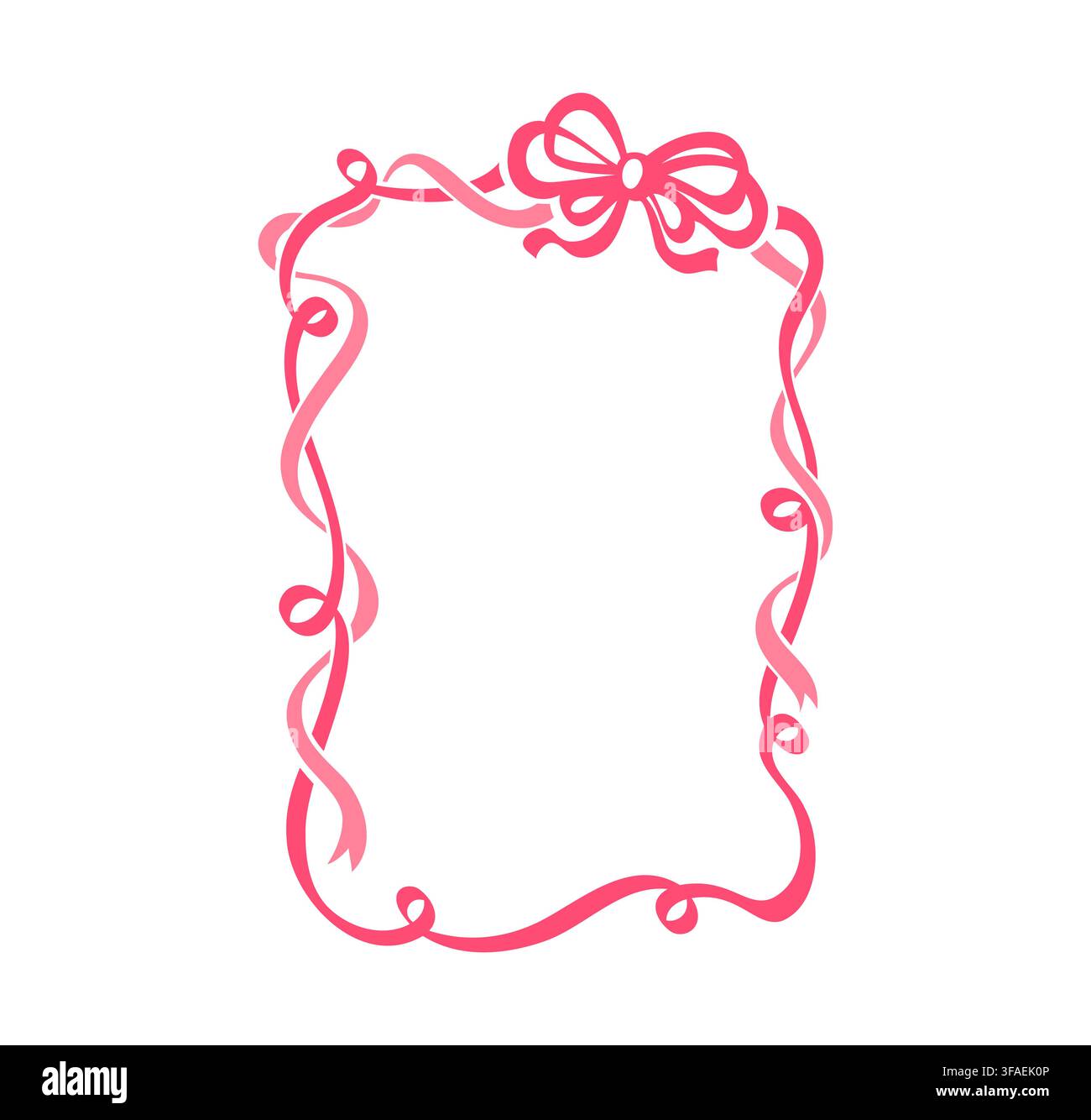 Telaio coquette femminile carino con nastro di seta rosa Illustrazione Vettoriale