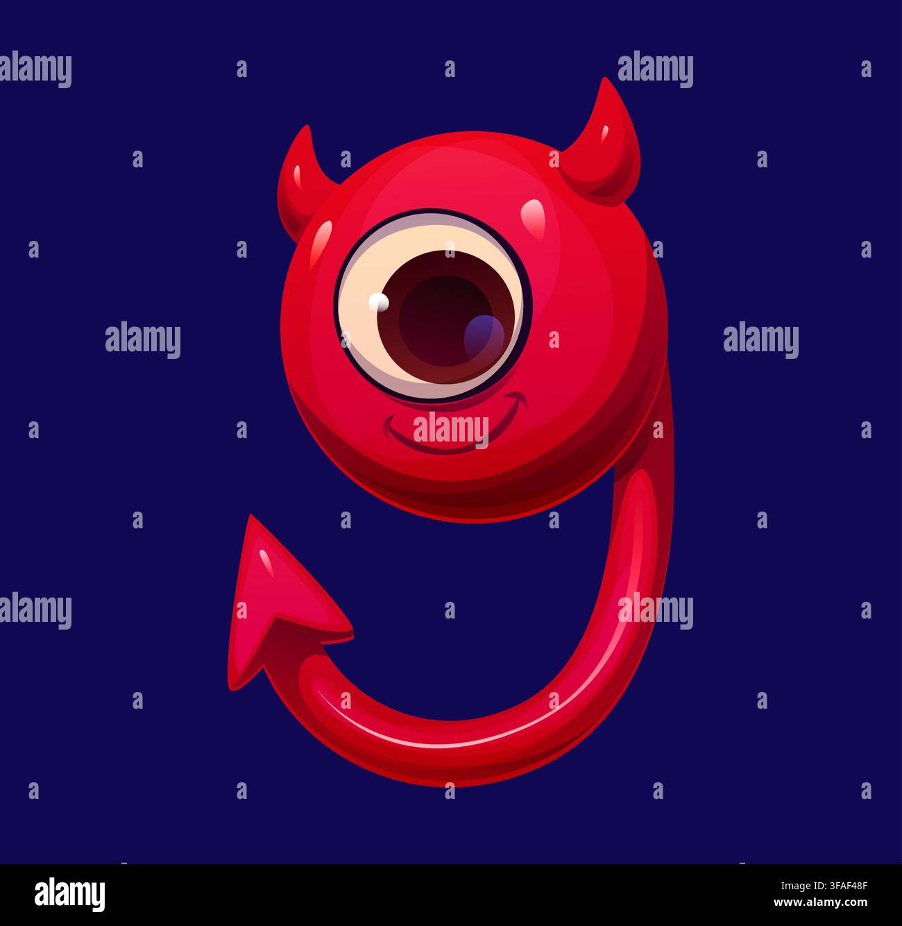 Divertente font diavolo di Halloween a forma di numero nove Illustrazione Vettoriale