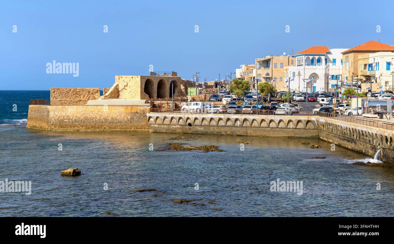 Distretto storico della città israeliana di Akko Foto Stock