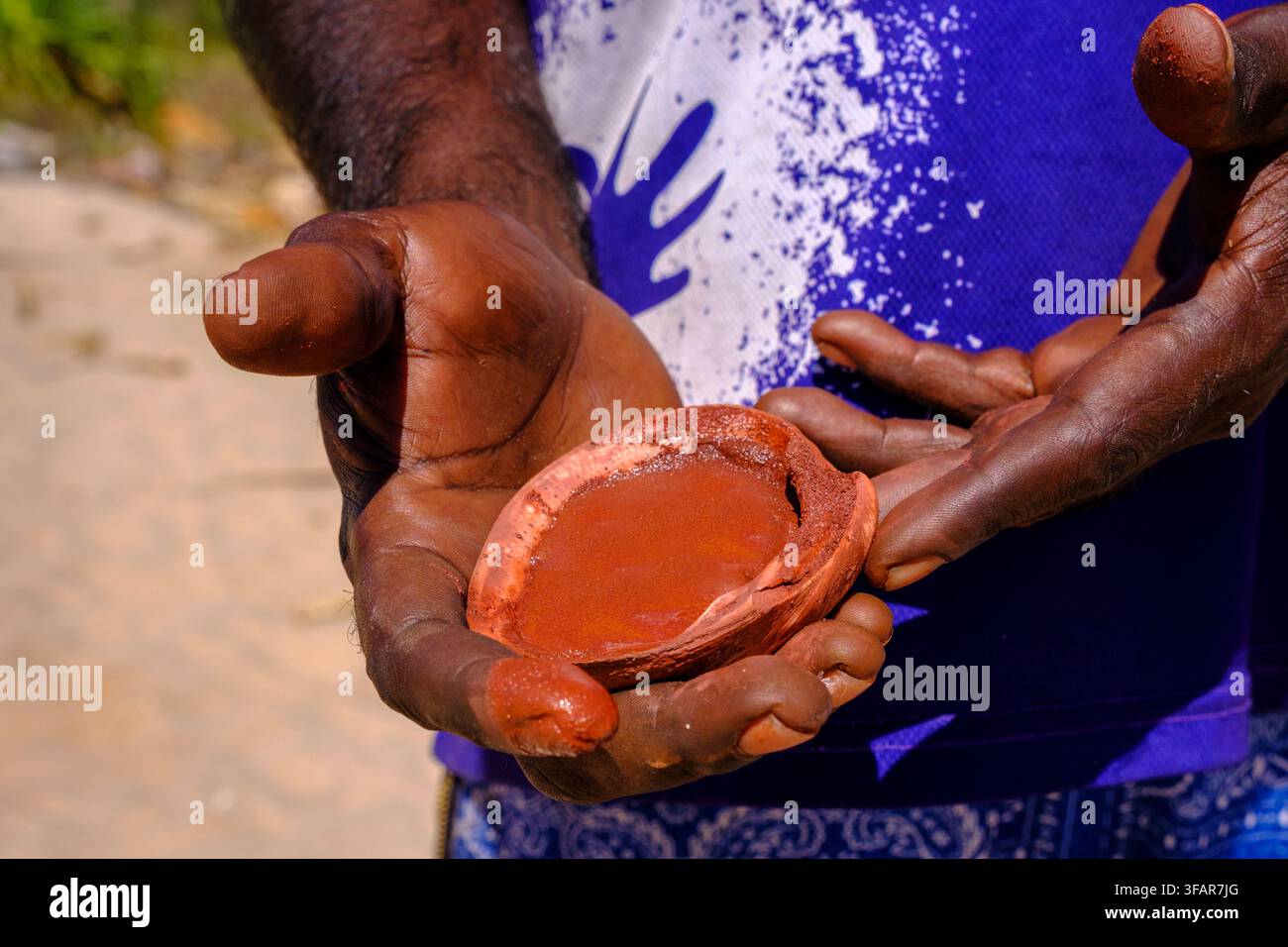 Ocra cerimoniale usata nelle cerimonie di benvenuto, usata dai First Nation australiani, Australia Foto Stock