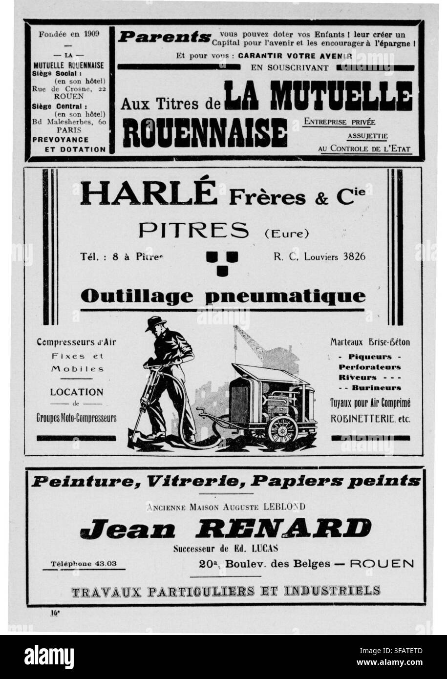 Una pubblicità del 1909 per La Mutuelle Rouennaise, una società di assicurazioni privata, che incoraggia i genitori a creare un fondo di capitale per i loro figli e promuove i suoi servizi per un futuro sicuro. Foto Stock