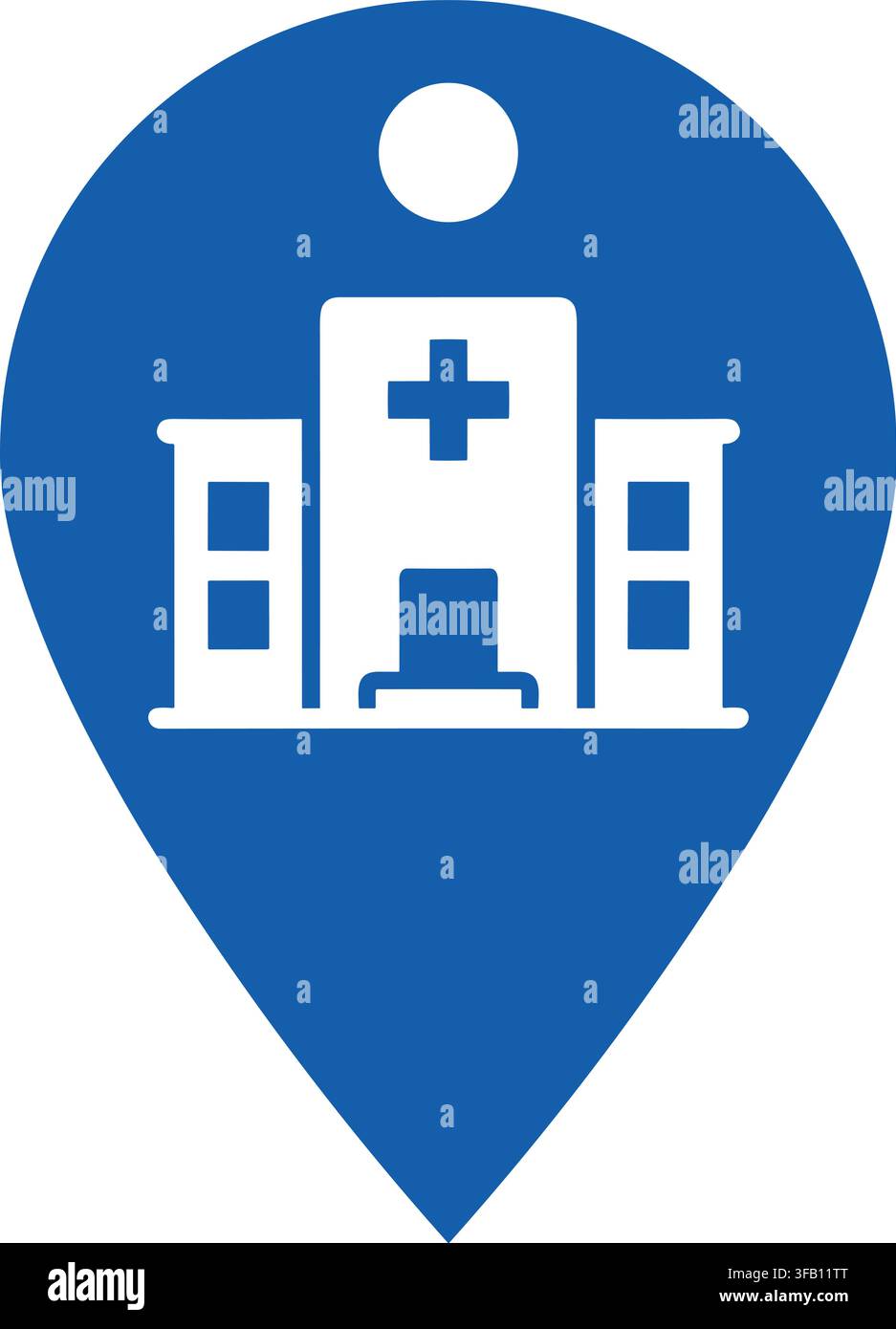 Icona di posizione dell’edificio ospedaliero medico che rappresenta la navigazione e i servizi sanitari sui marcatori della mappa. Illustrazione Vettoriale