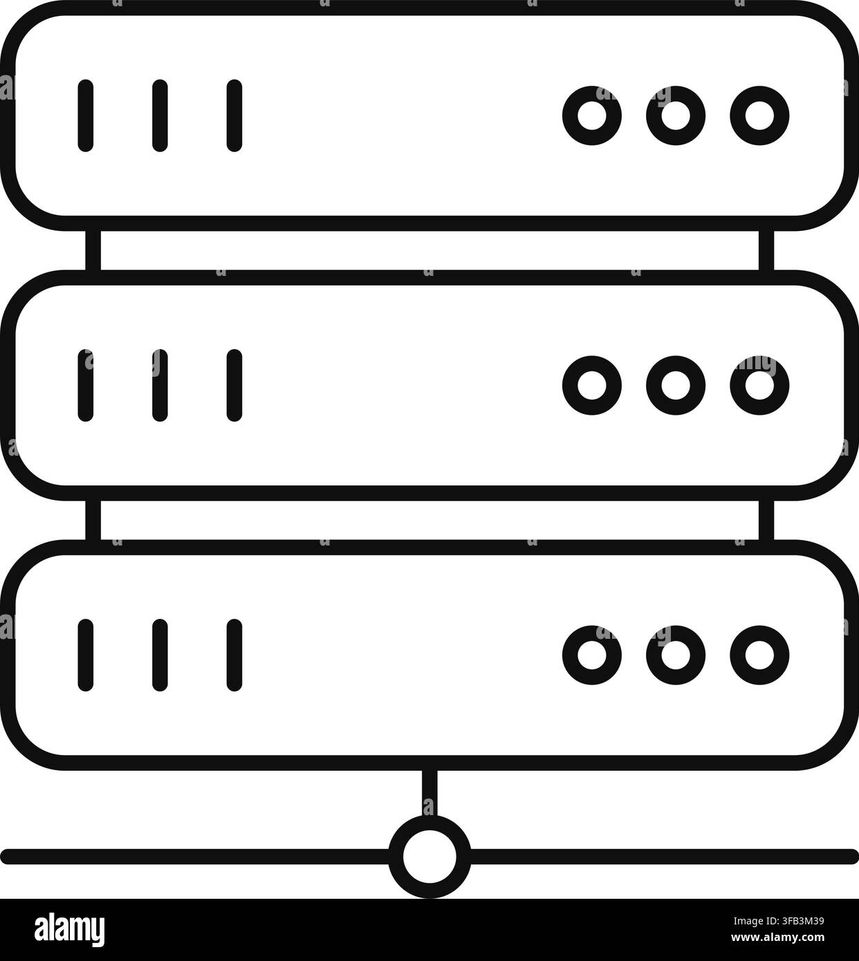 Icona a linea piatta di rack di server del data center, illustrazione vettoriale isolata Illustrazione Vettoriale