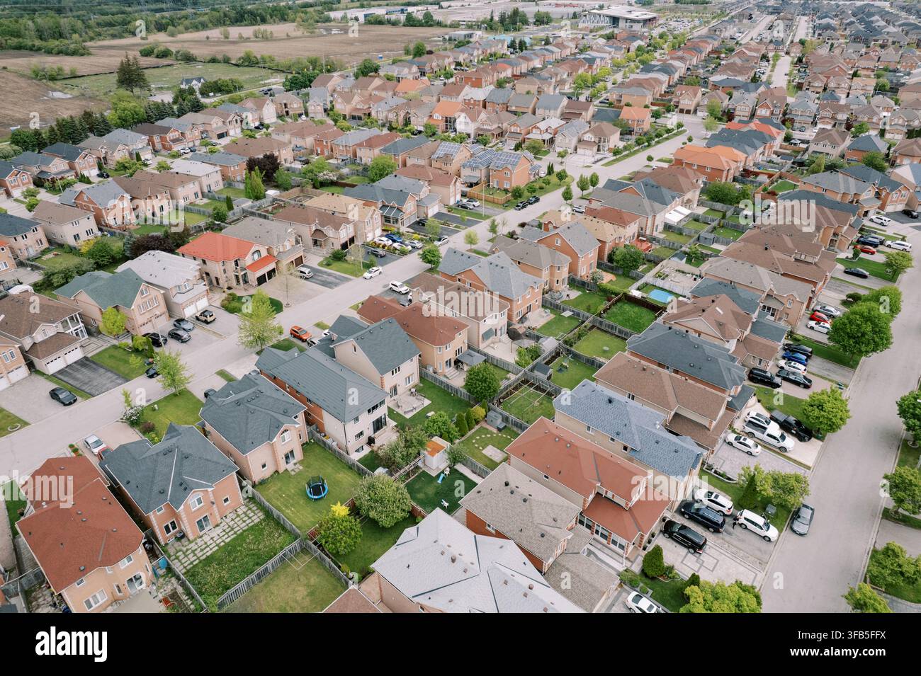 Vista aerea di un quartiere suburbano a Toronto, Canada Foto Stock