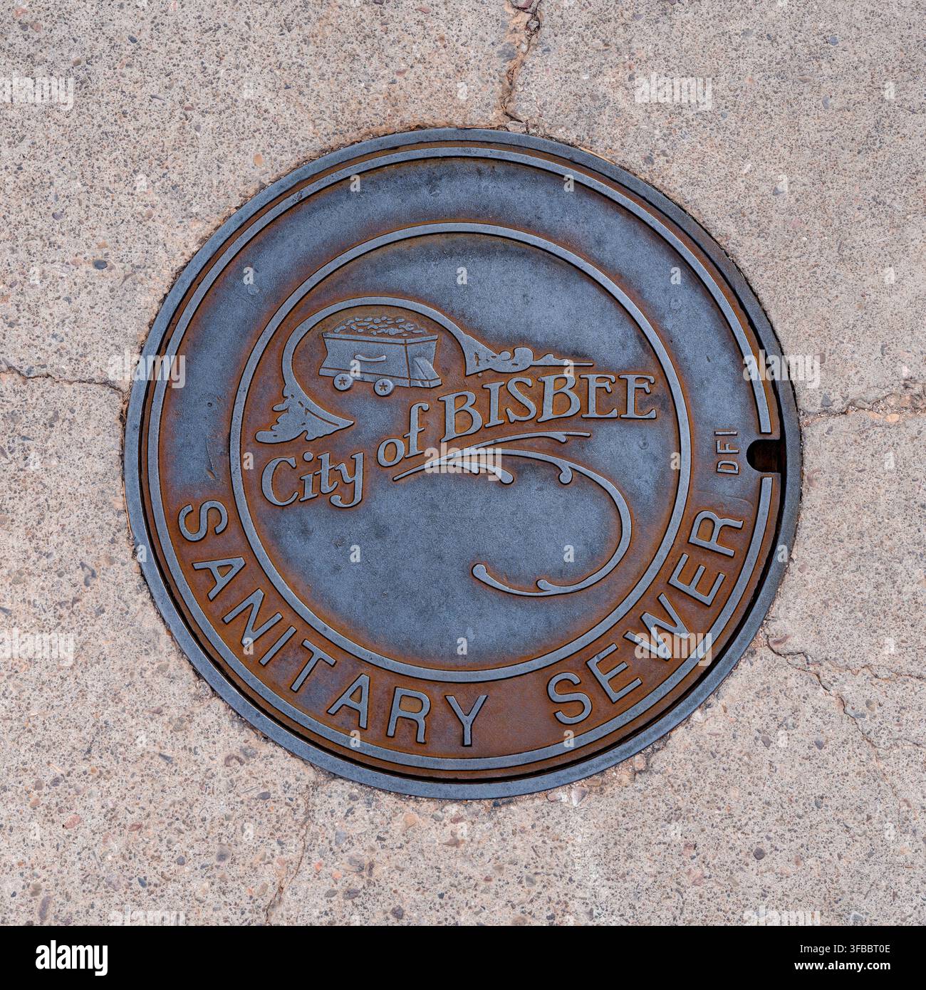 Tappo di fogna. Bisbee, Arizona, USA Foto Stock