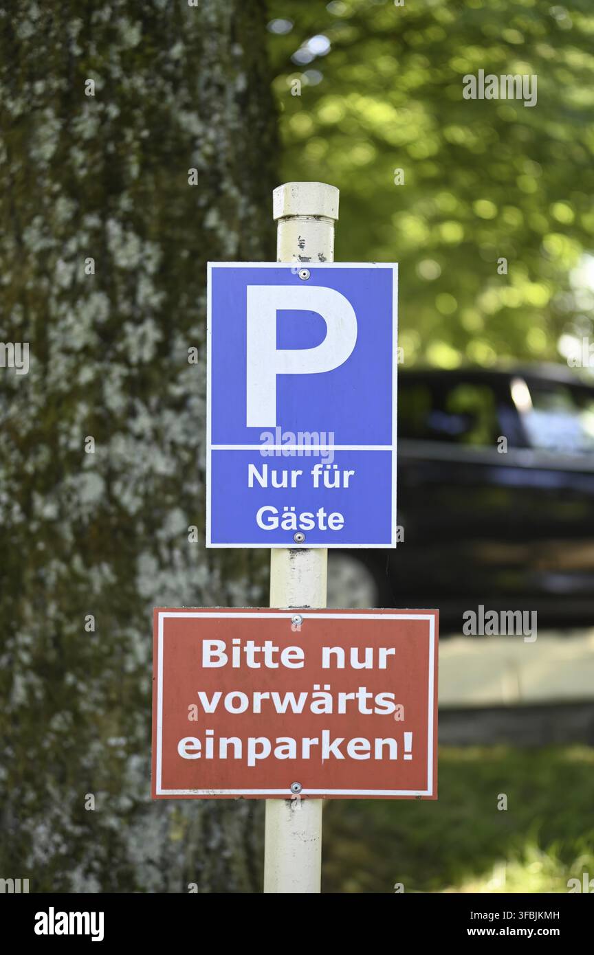 Segnale di parcheggio: Parcheggio riservato ai clienti. Si prega di parcheggiare in avanti (Inglese: parcheggio solo per i clienti) Foto Stock
