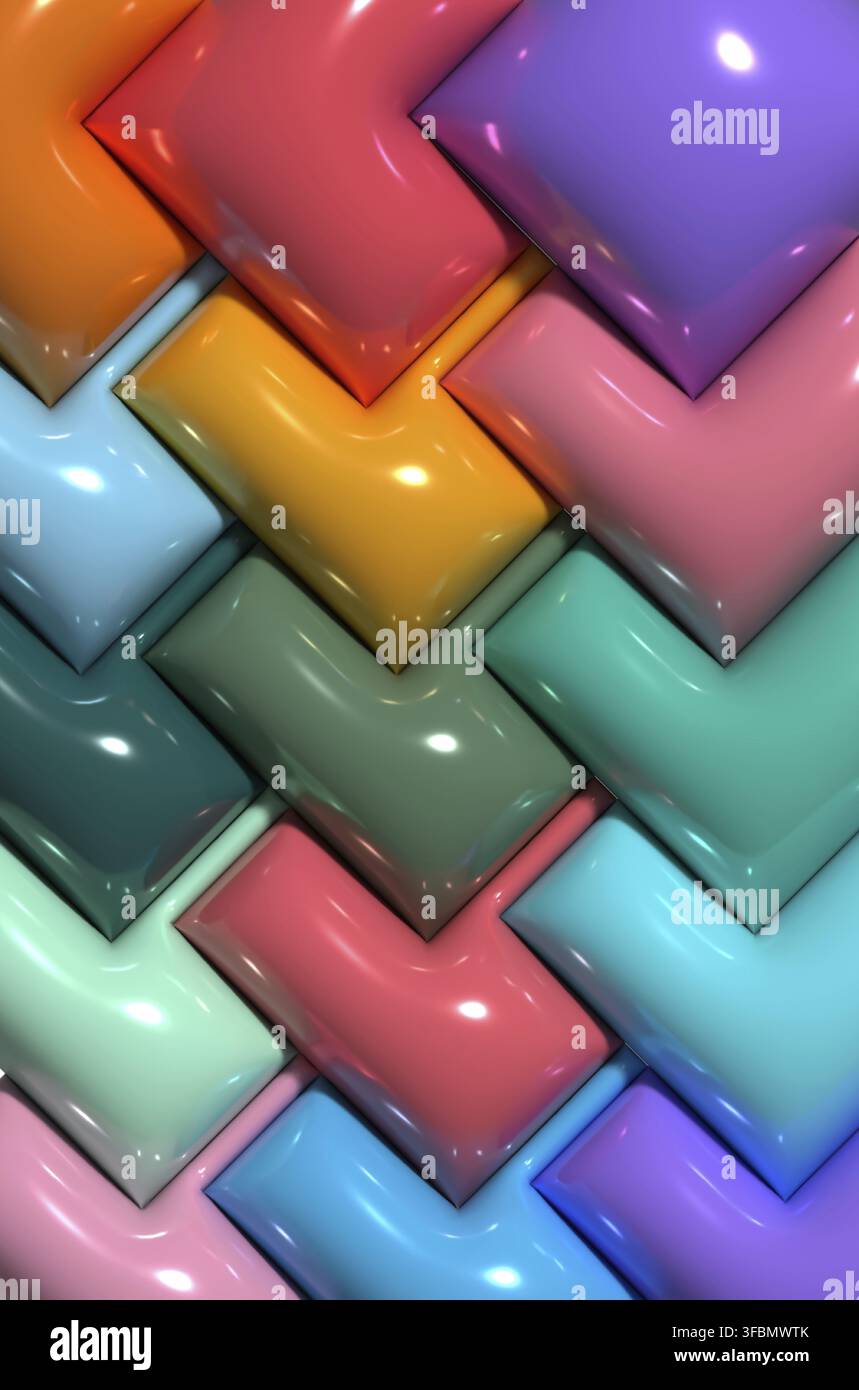 Sfondo astratto con cifre gonfiate, illustrazione di rendering 3D. Foto Stock