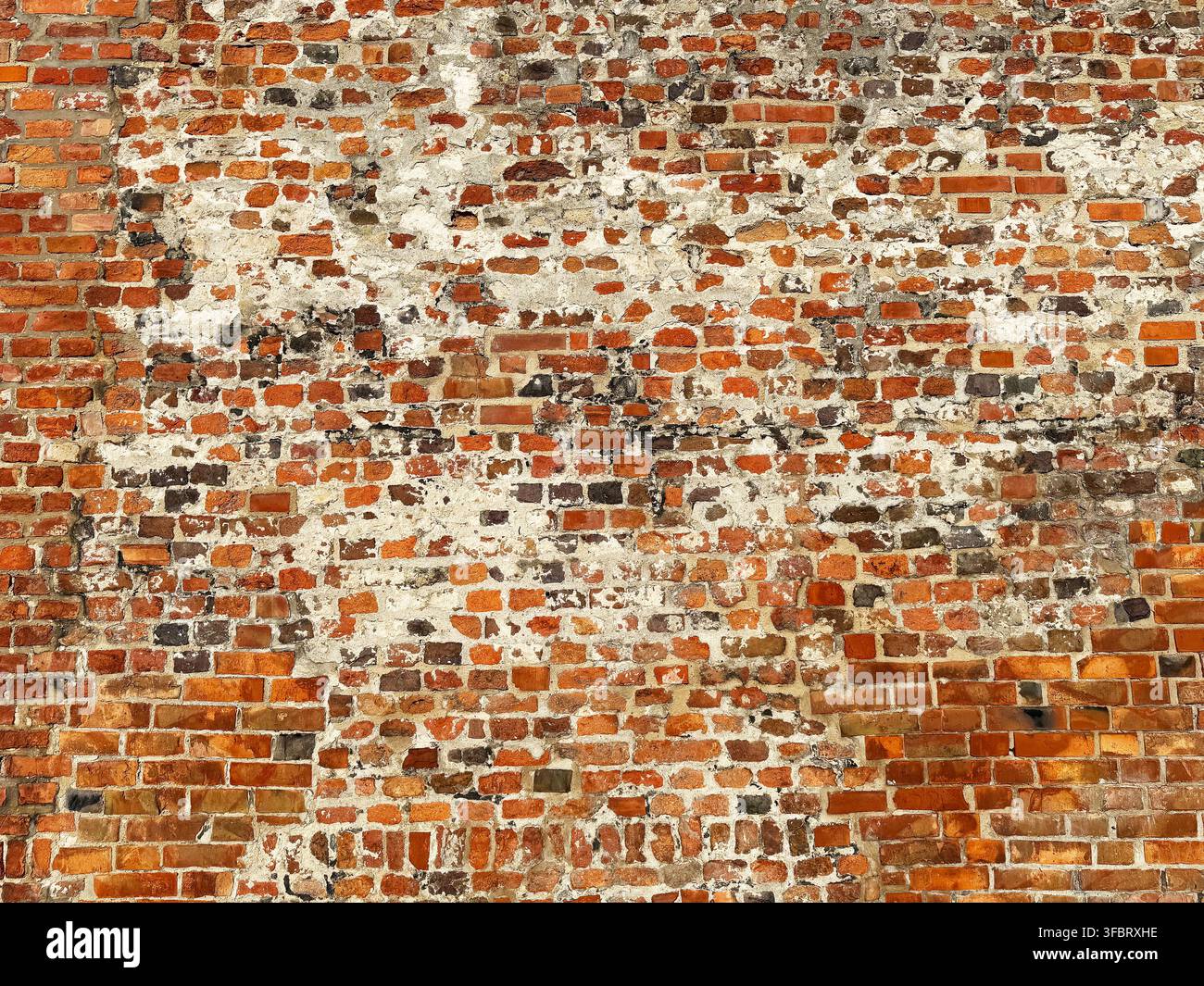 Texture rustica di vecchio muro di mattoni rossi Foto Stock