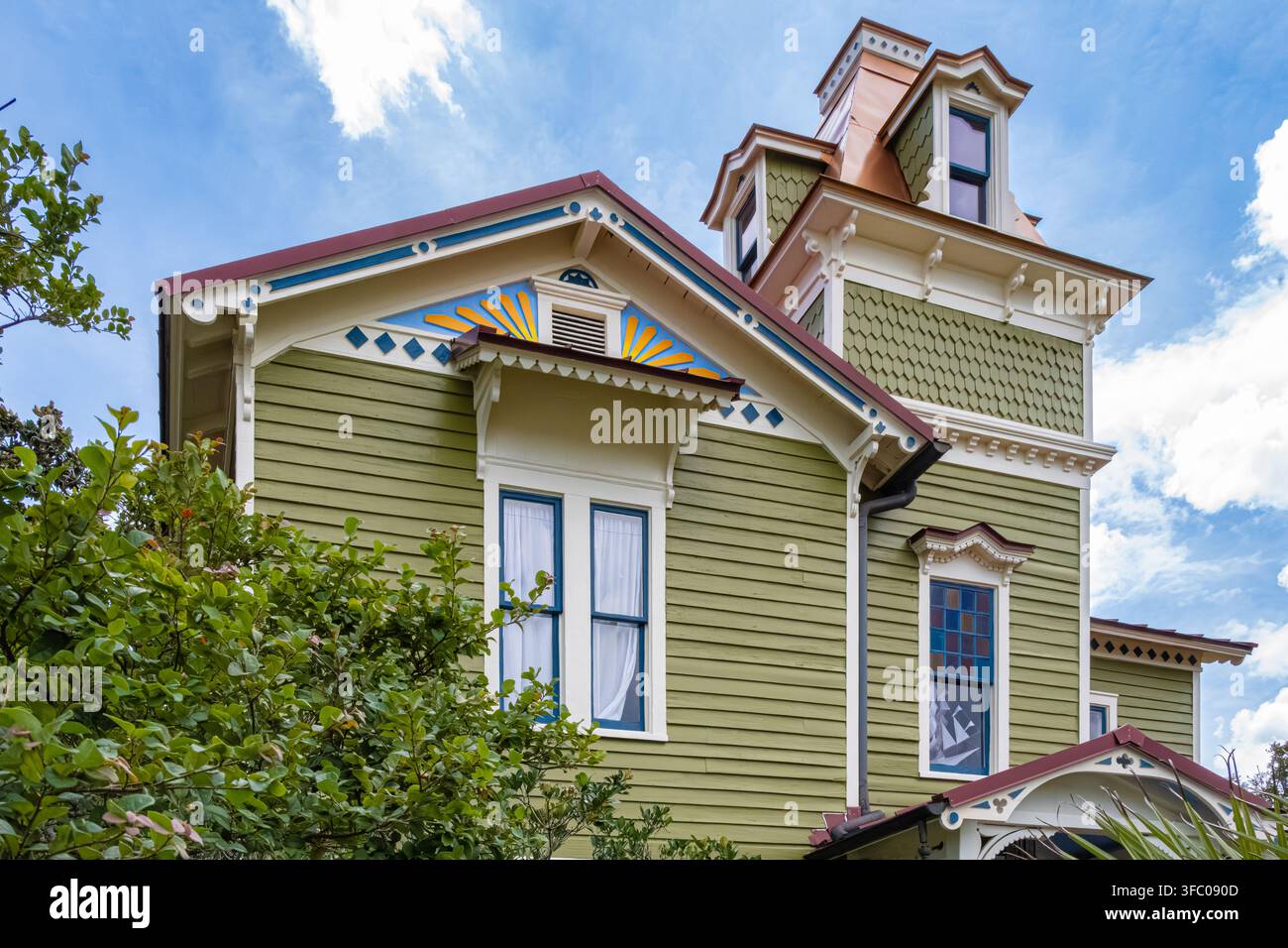 Casa del capitano James Bell, nota anche come casa di Pippi Calzelunghe o Villa Villekula, lungo il fiume Amelia a Fernandina Beach, in Florida. (USA) Foto Stock