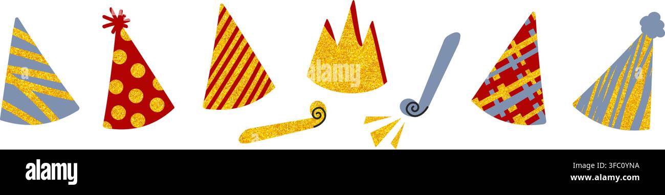 Cappelli da festa con cornetti per feste illustrazione vettoriale Illustrazione Vettoriale