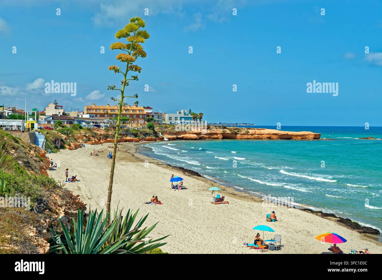 Spiaggia di Playa de los Jesuítas a Pilar de la Horadada nella provincia di Alicante, nel sud-est della Spagna. Foto Stock