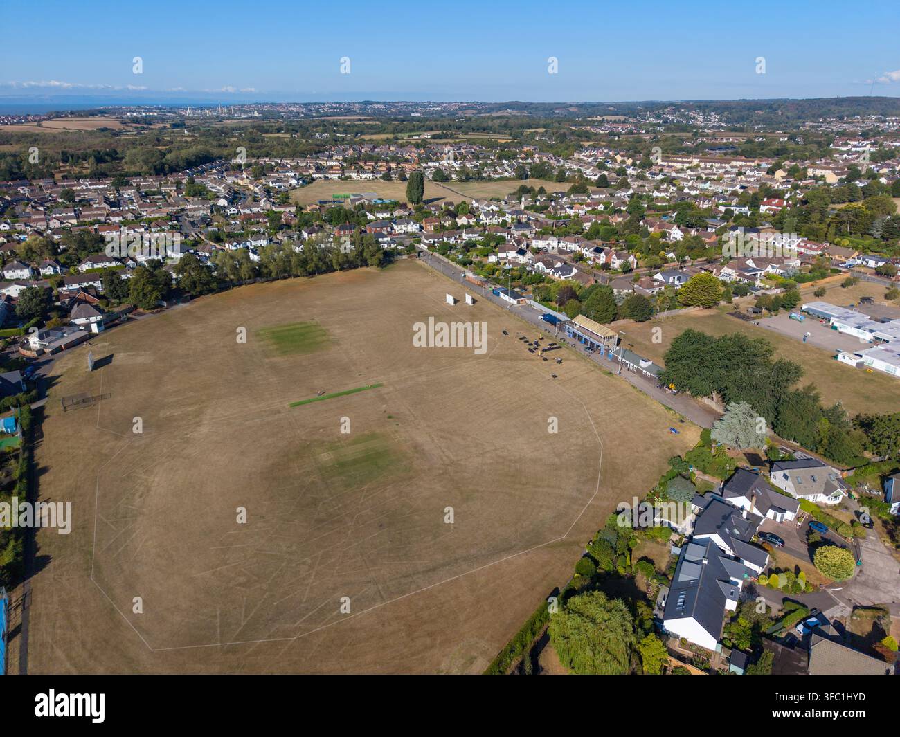 Vista aerea del campo ricreativo a Lower Penarth South Wales UK Foto Stock
