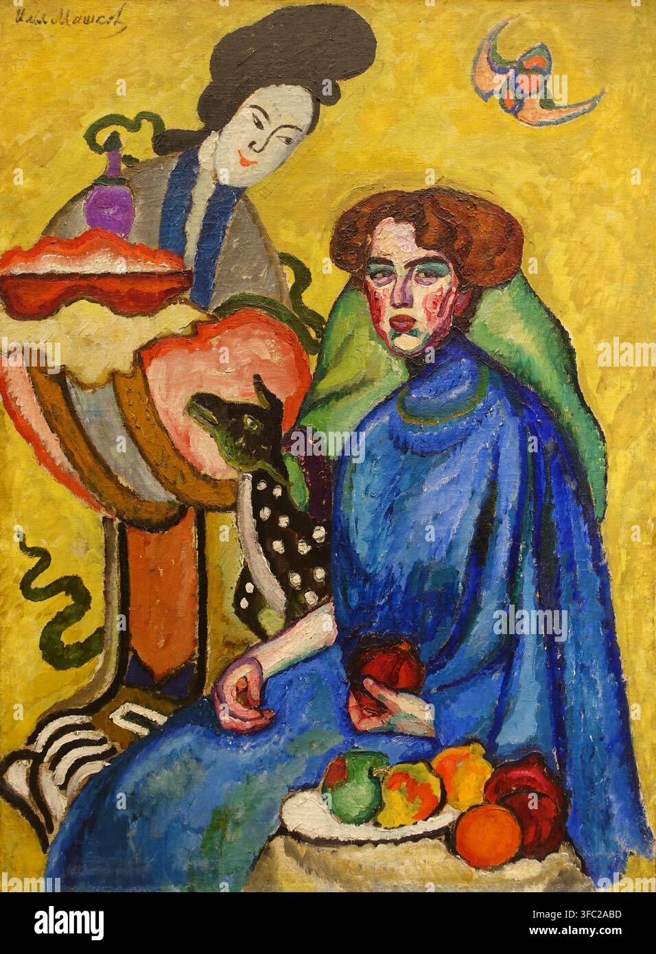 Ritratto di Evgenia Ivanovna Kirkcaldy. (Signora con una donna cinese). 1910. Mashkov Ilya (1881-1944). Olio su tela. Galleria di Stato Tret'jakov. Uno dei membri del gruppo 'Jack of Diamonds', 1911-1917. Una delle prime associazioni di artisti avanguardisti russi. Foto Stock
