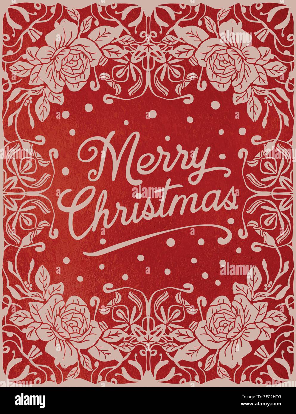 Elegante cornice botanica disegnata a mano perfetta per le cartoline di Natale. Illustrazione Vettoriale