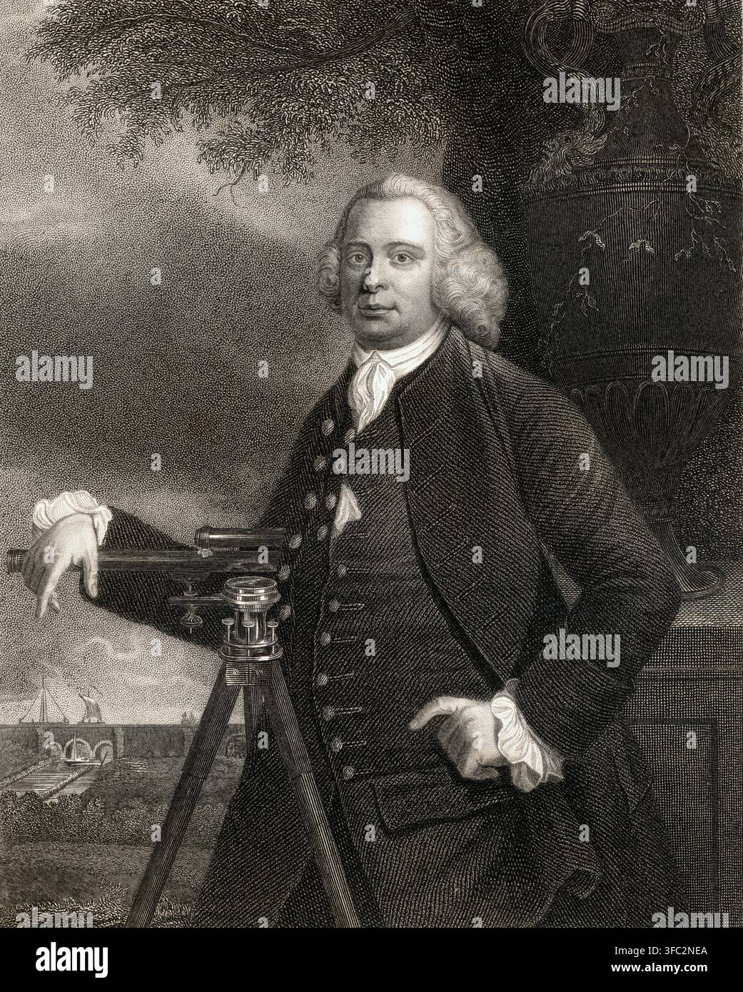 James Brindley, 1716-1772. Pioniero inglese della costruzione di canali. Dal libro “Gallery of Portraits” pubblicato a Londra nel 1833. Foto Stock