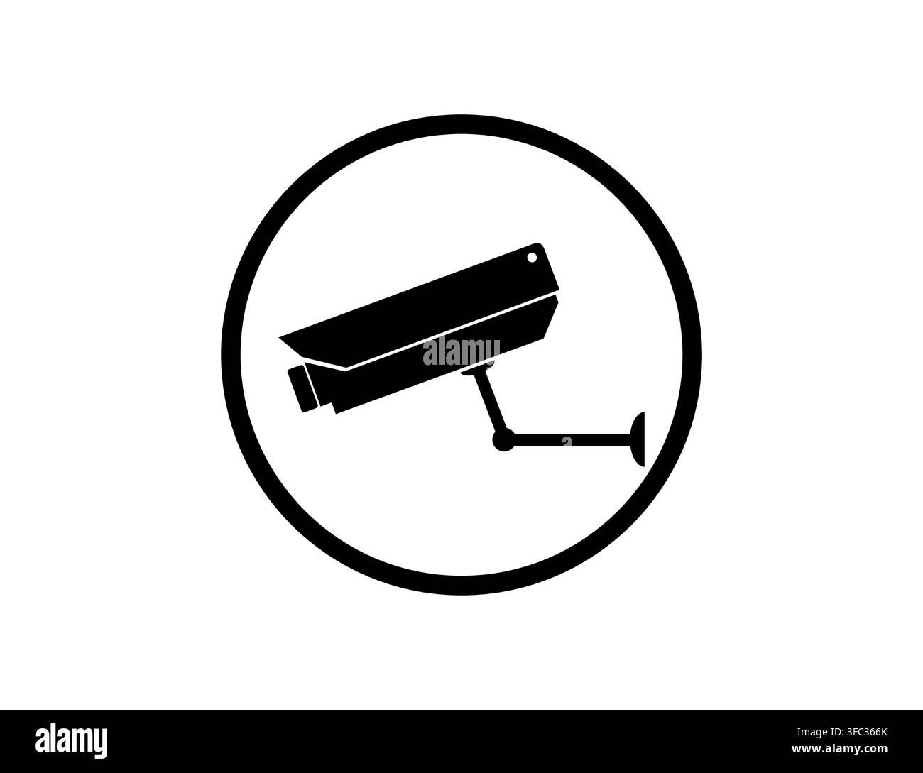 Icona di telecamera di sicurezza Telecamera di sorveglianza CCTV Simbolo di monitoraggio in un badge circolare per la sicurezza. Illustrazione Vettoriale