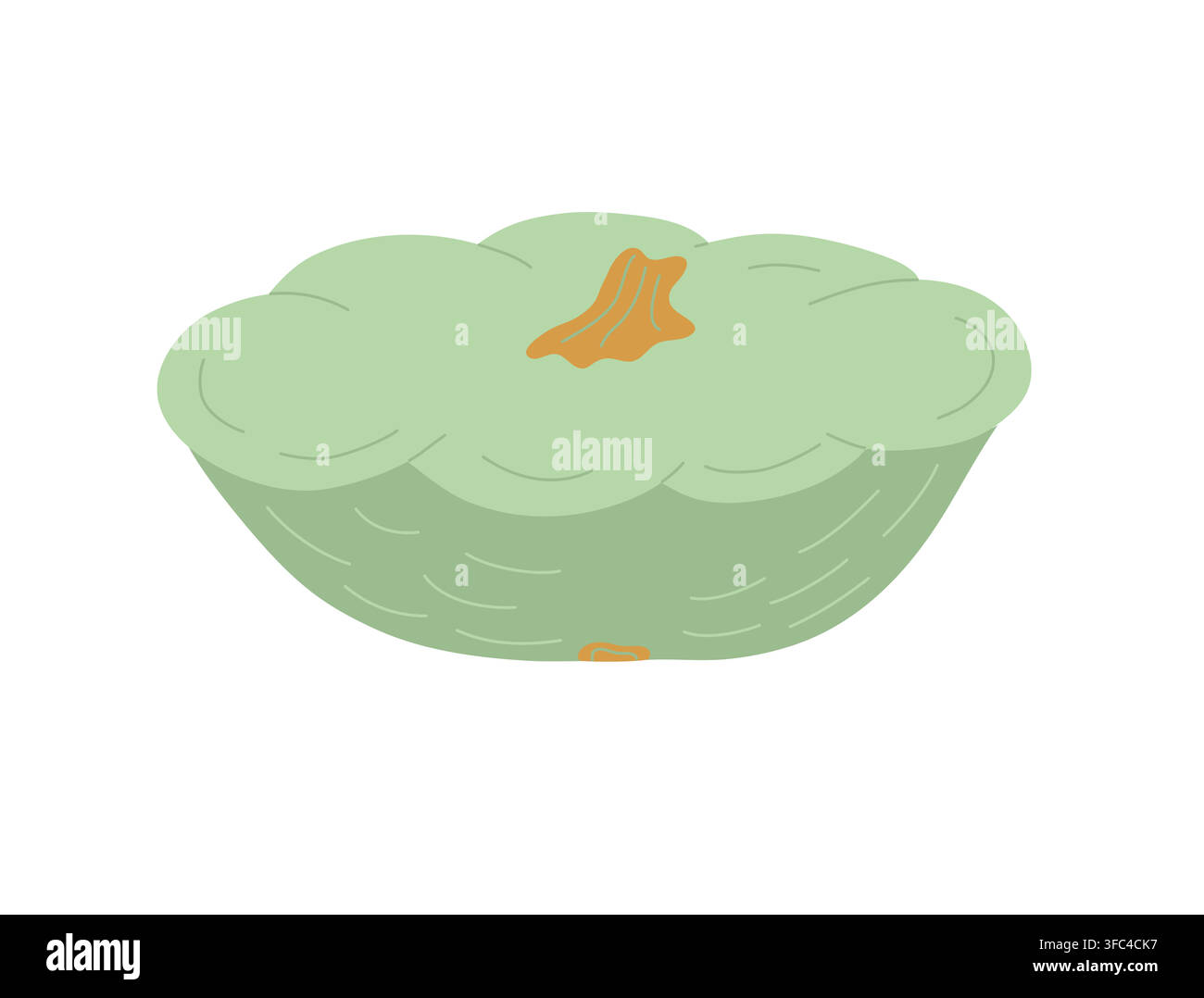 Illustrazione vettoriale di zucca disegnata a mano in verde caldo e grigio, verdura per l'autunno stagionale, design per la celebrazione delle feste autunnali, ingrediente di una dieta vegetariana sana, clipart per il Ringraziamento, Halloween Illustrazione Vettoriale