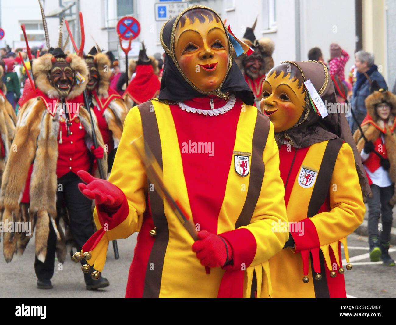 Personaggio di burattino Speckmouth del carnevale schwabo-alemanno di Bad Saulgau Foto Stock