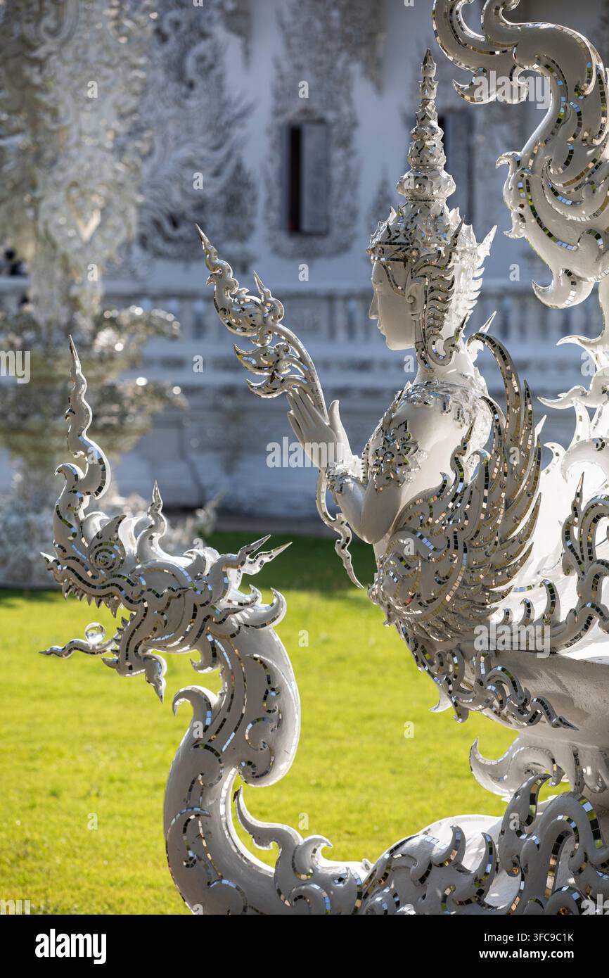 Wat Rong Khun (Tempio Bianco) Chiang Rai, Thailandia Foto Stock