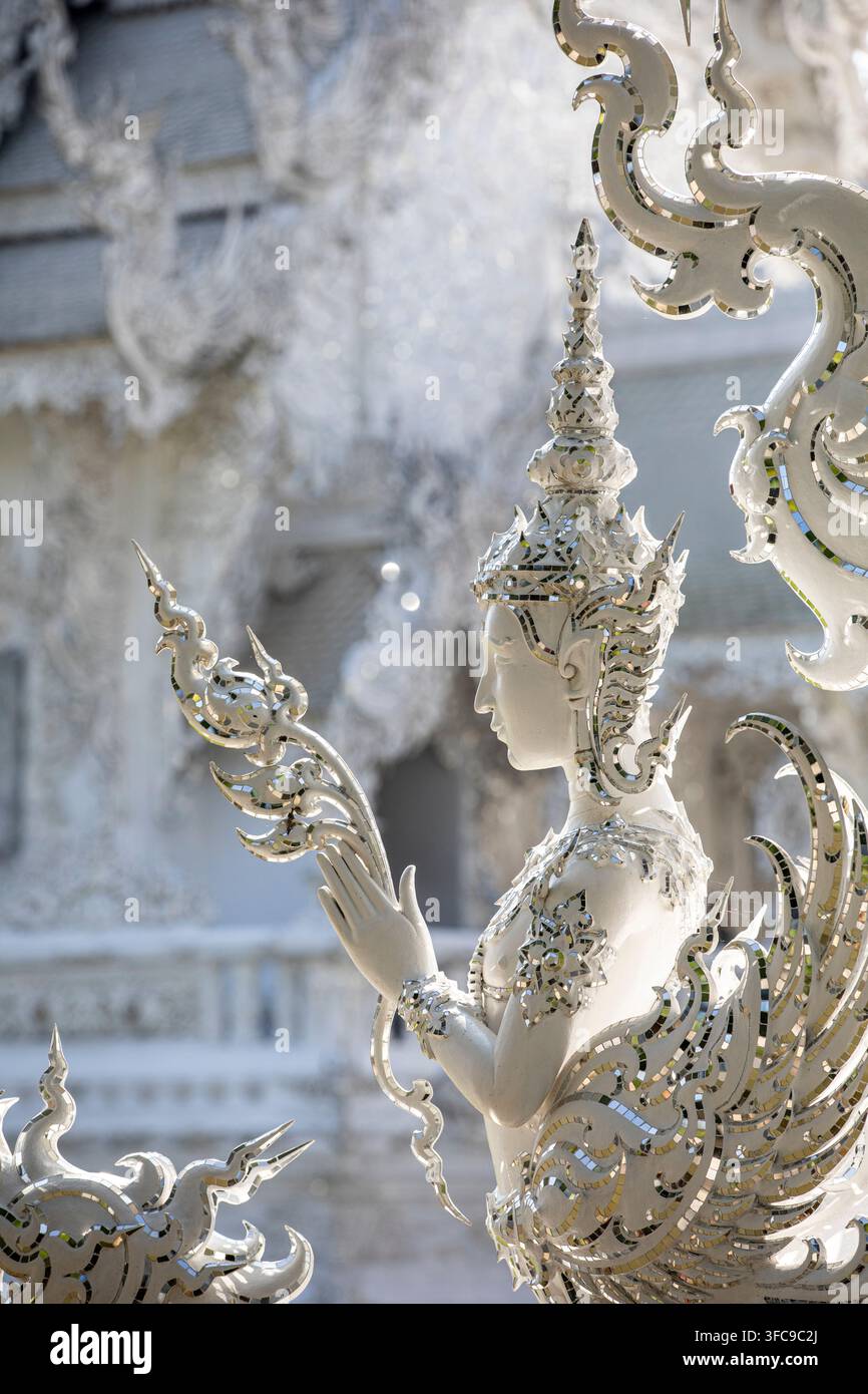 Wat Rong Khun (Tempio Bianco) Chiang Rai, Thailandia Foto Stock